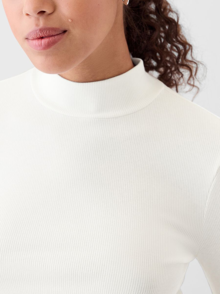 T-shirt a costine in cotone e modal stretch Donna_3