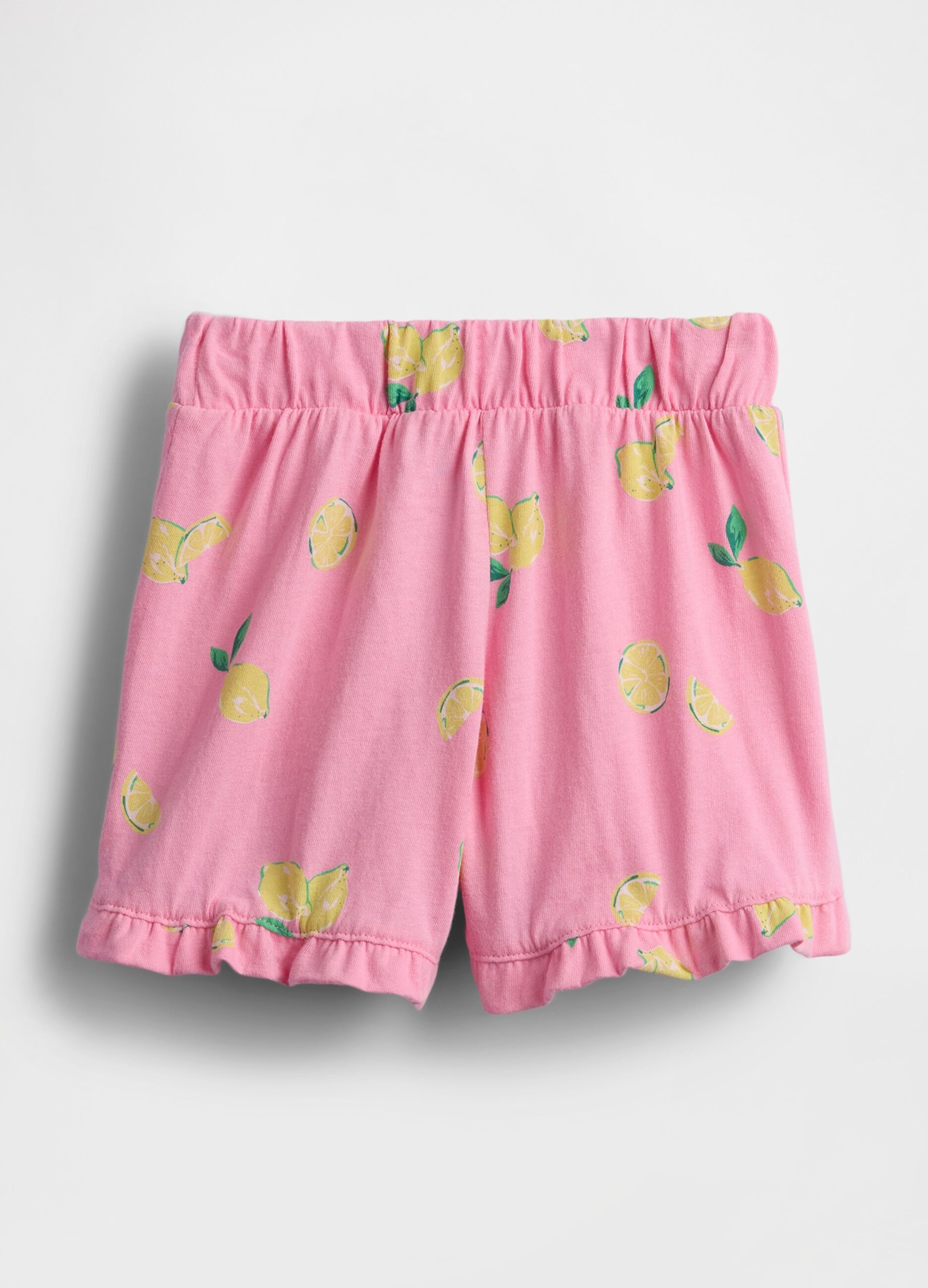 Pantaloncini rosa con stampa limoni_1