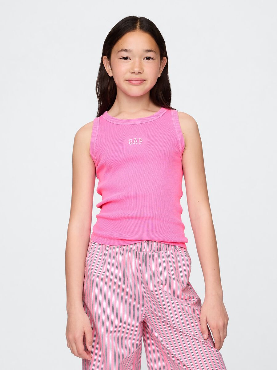 Sleeveless Stretch Fabric Tank Top Girl_0