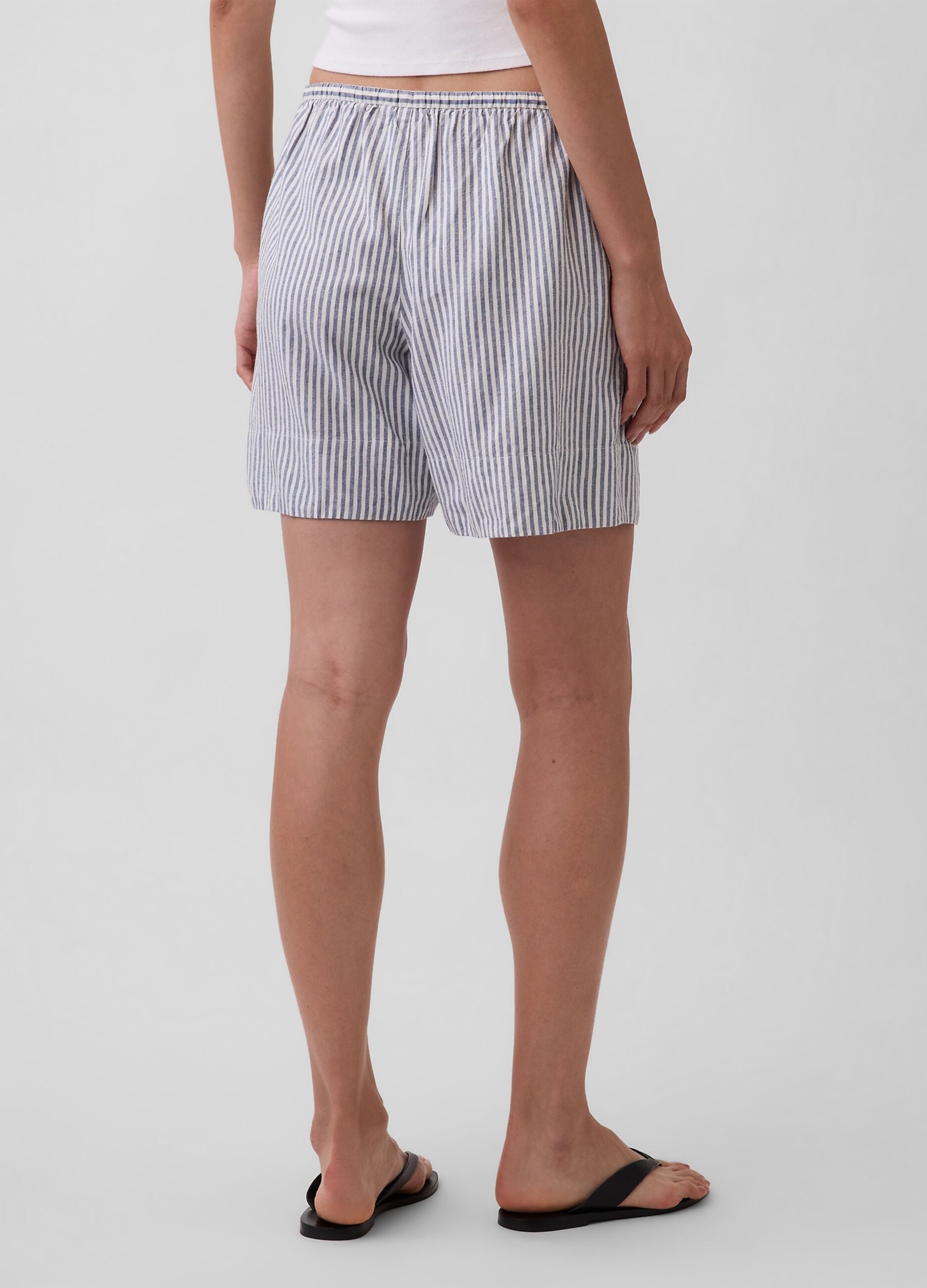 Shorts a righe in misto lino