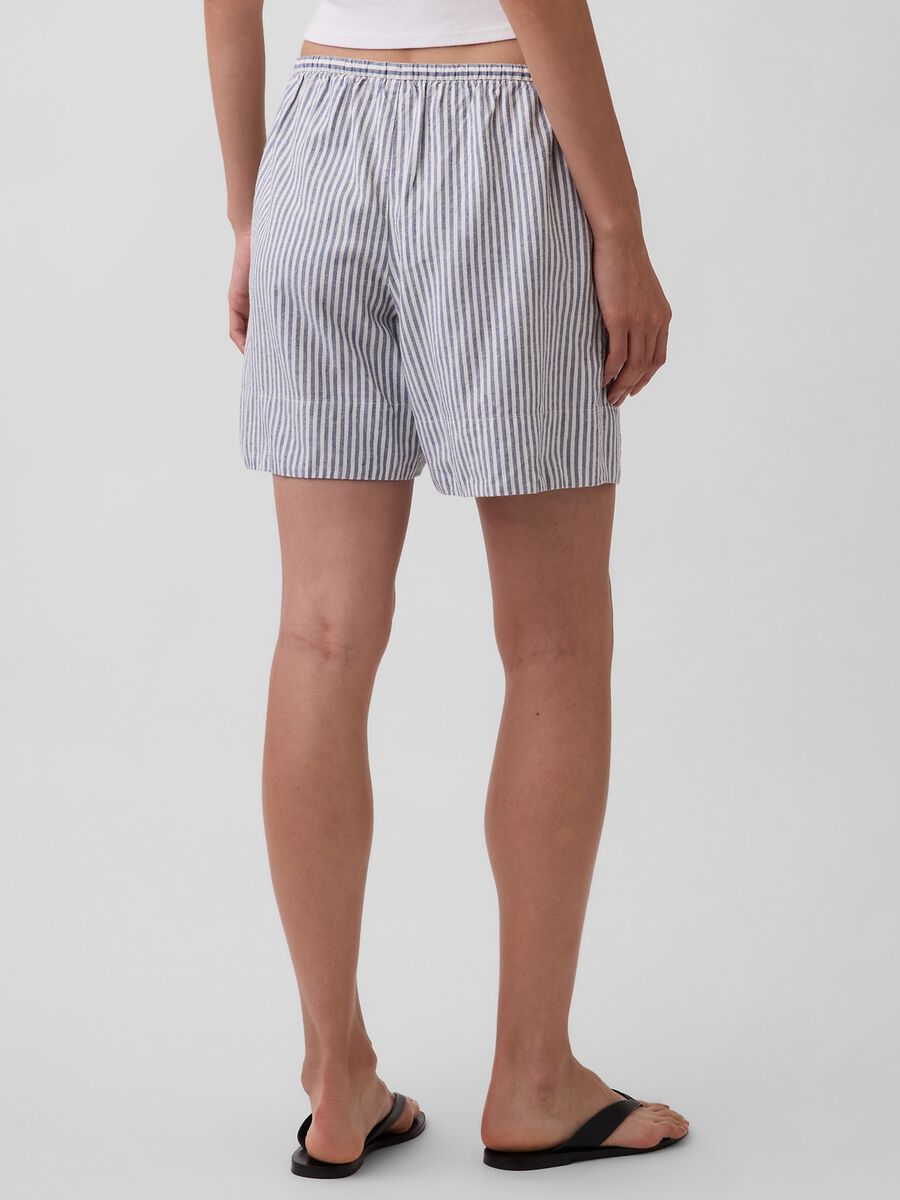 Shorts a righe in misto lino Donna_2