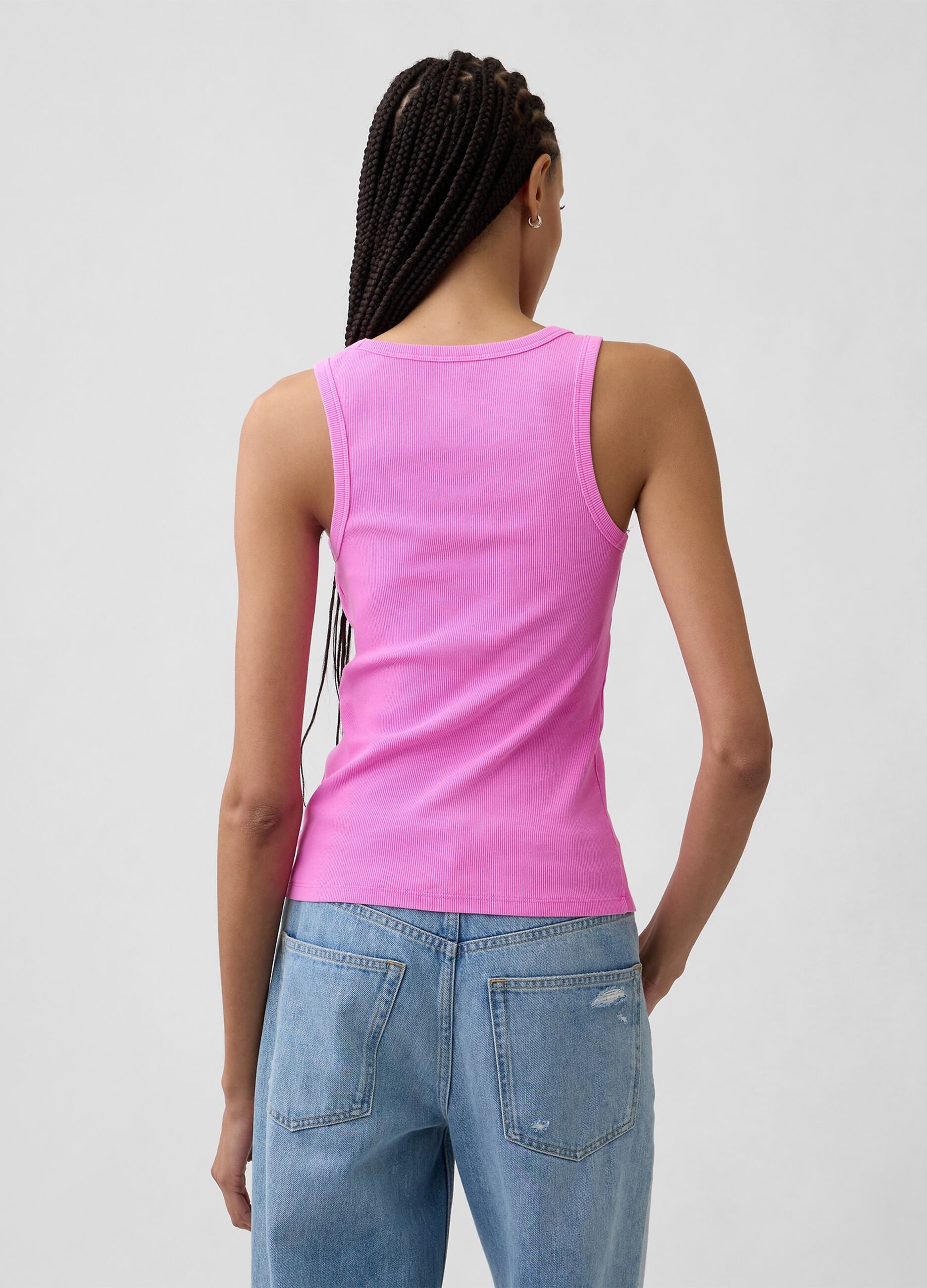 Tank top in cotone elasticizzato a costine con logo GAP