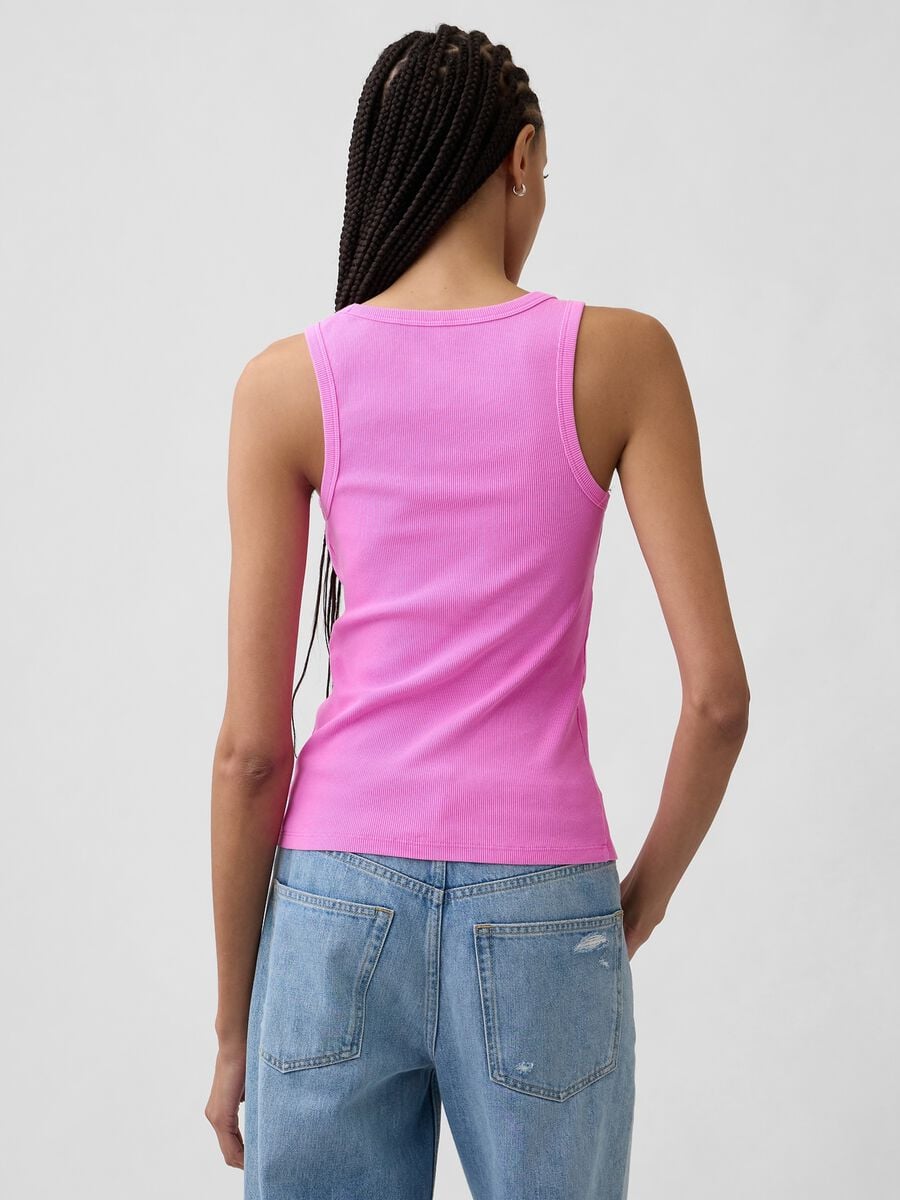 Tank top in cotone elasticizzato a costine con logo GAP Donna_1