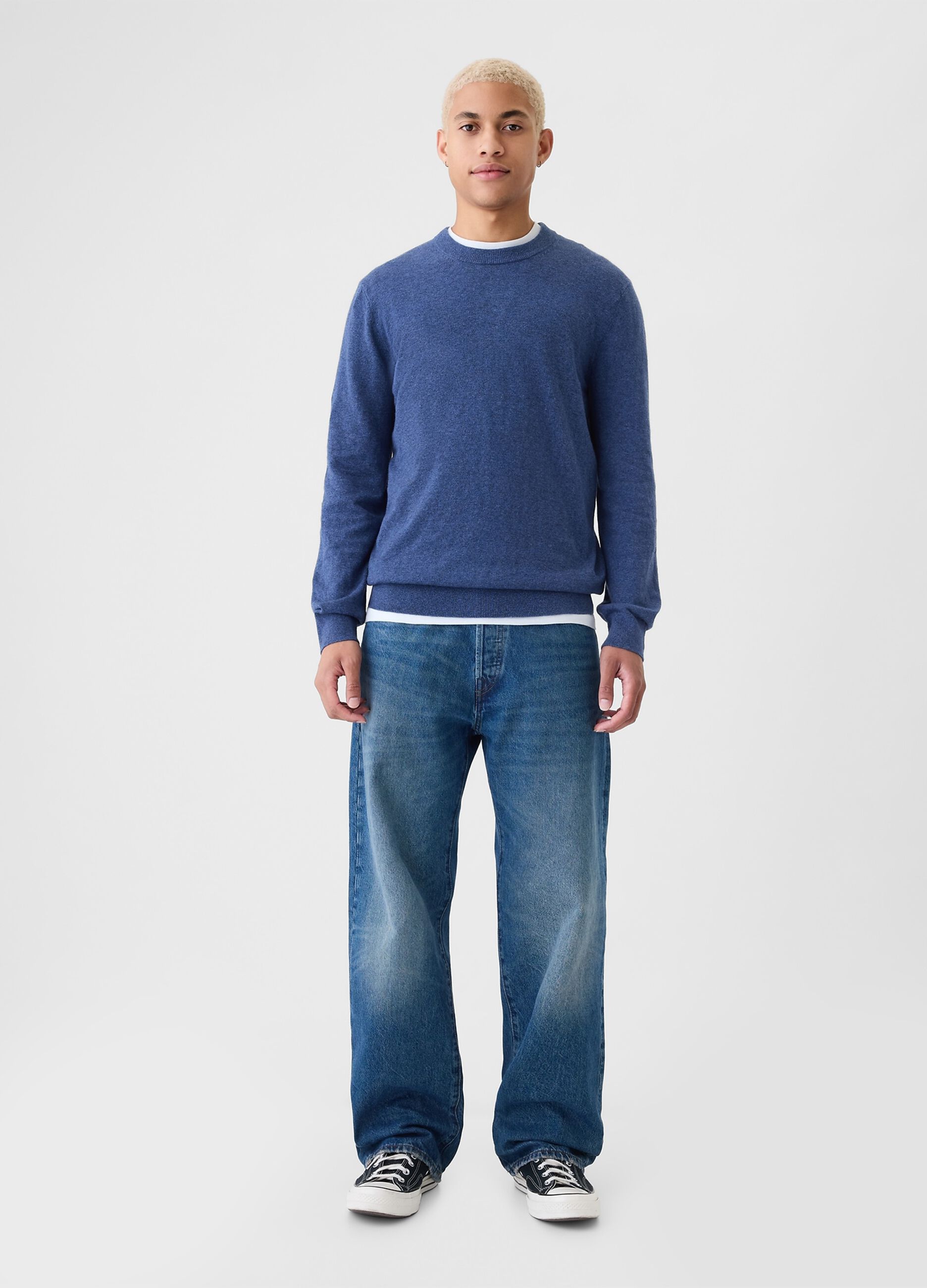 Pullover mélange con scollo rotondo_1
