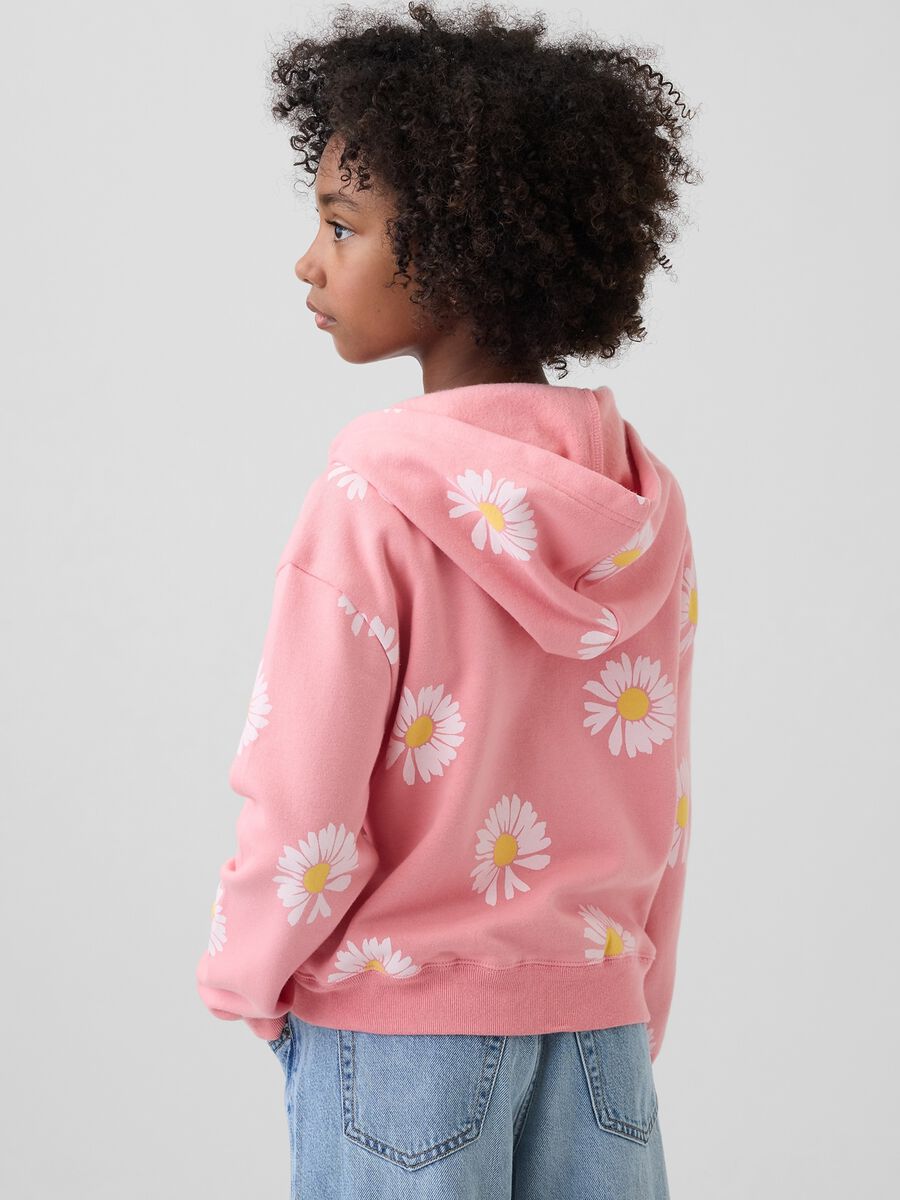 Girls' Pink Cotton Blend Sweatshirt with Daisies Girl_1