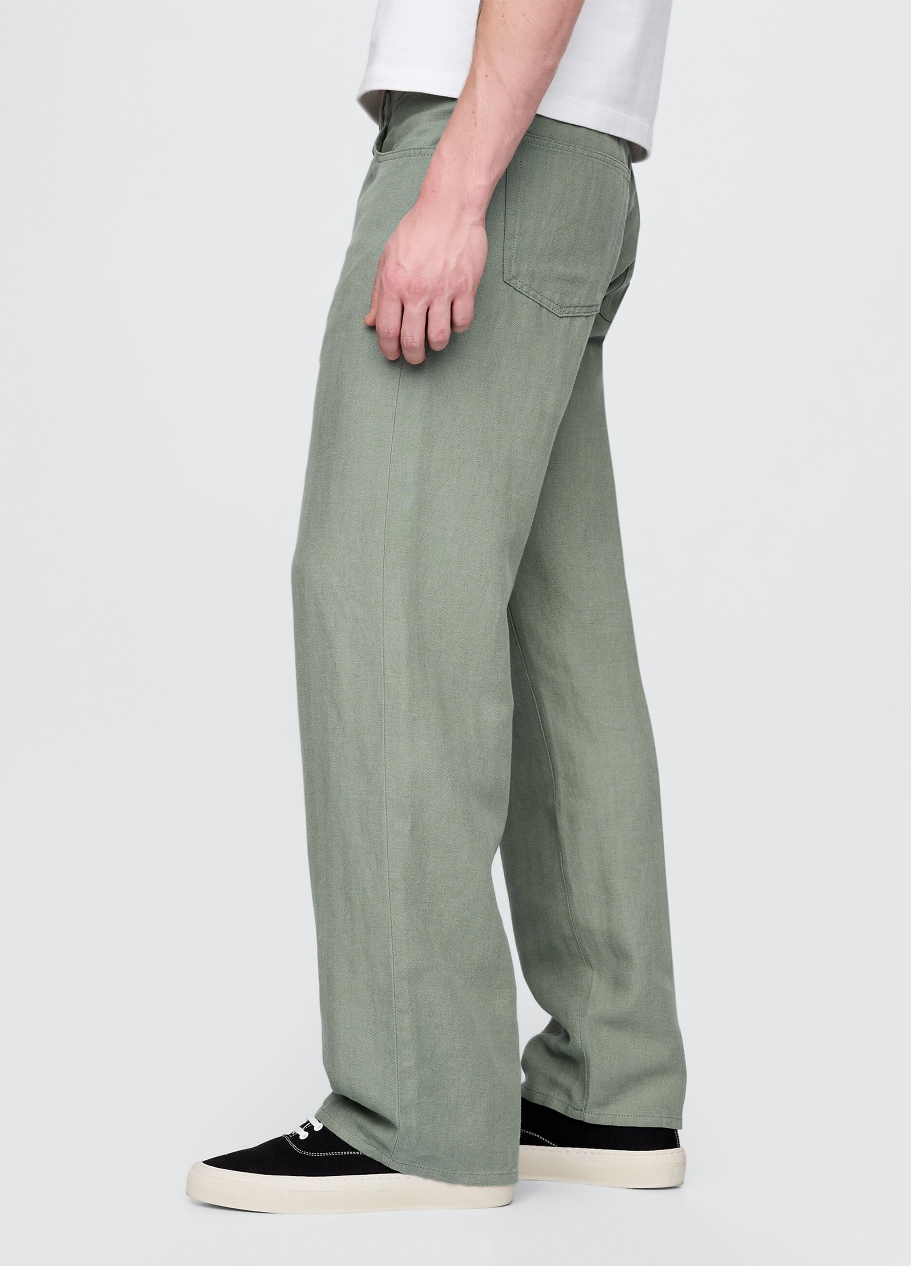 Pantaloni verde chiaro in misto tessuto_3