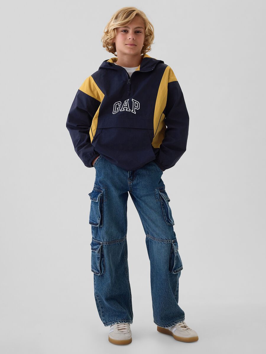 Half-zip jacket with hood and logo Boy_1
