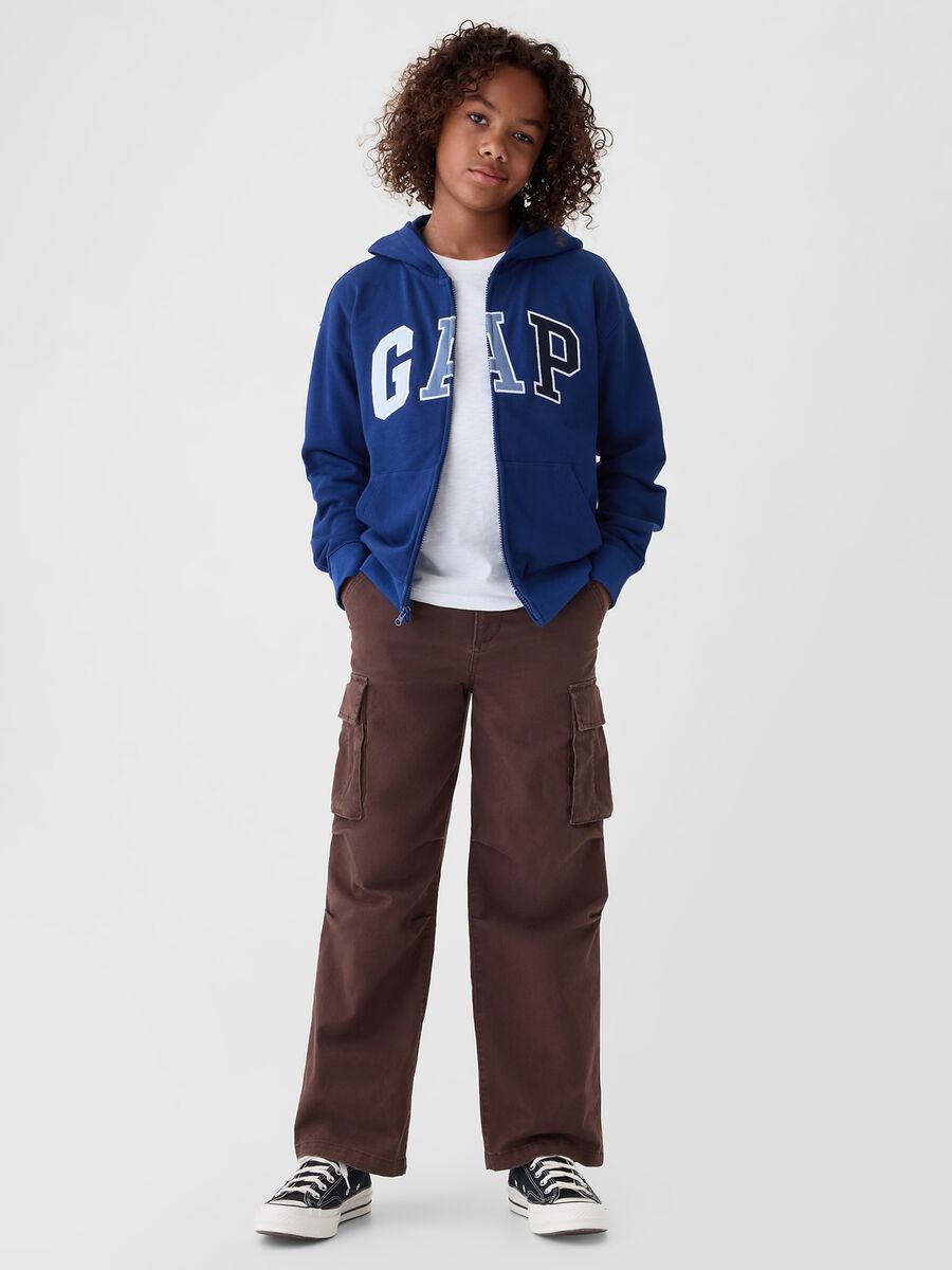 Full-zip con cappuccio e ricamo logo Bambino_1