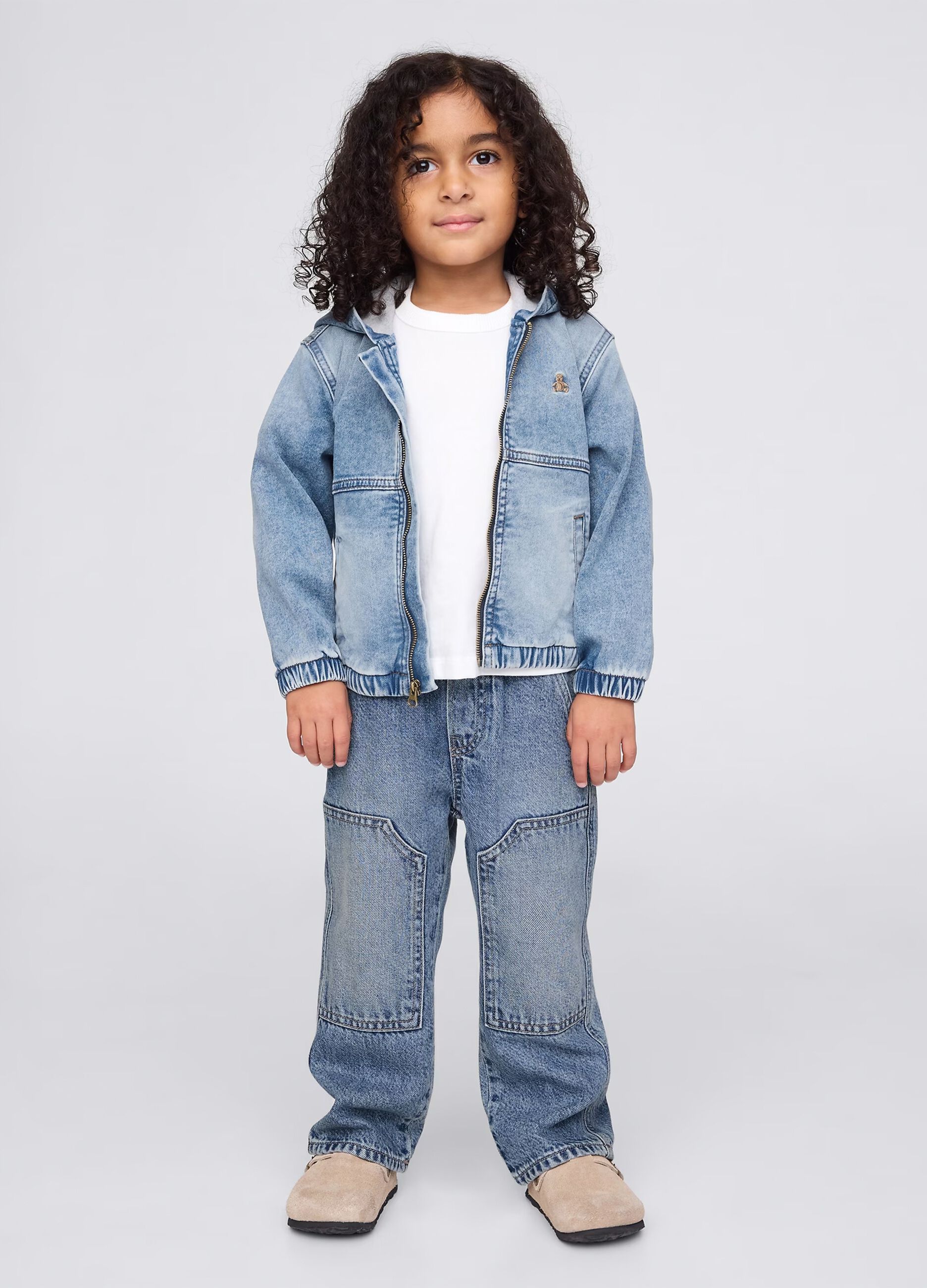 Denim joggers with drawstring and pockets