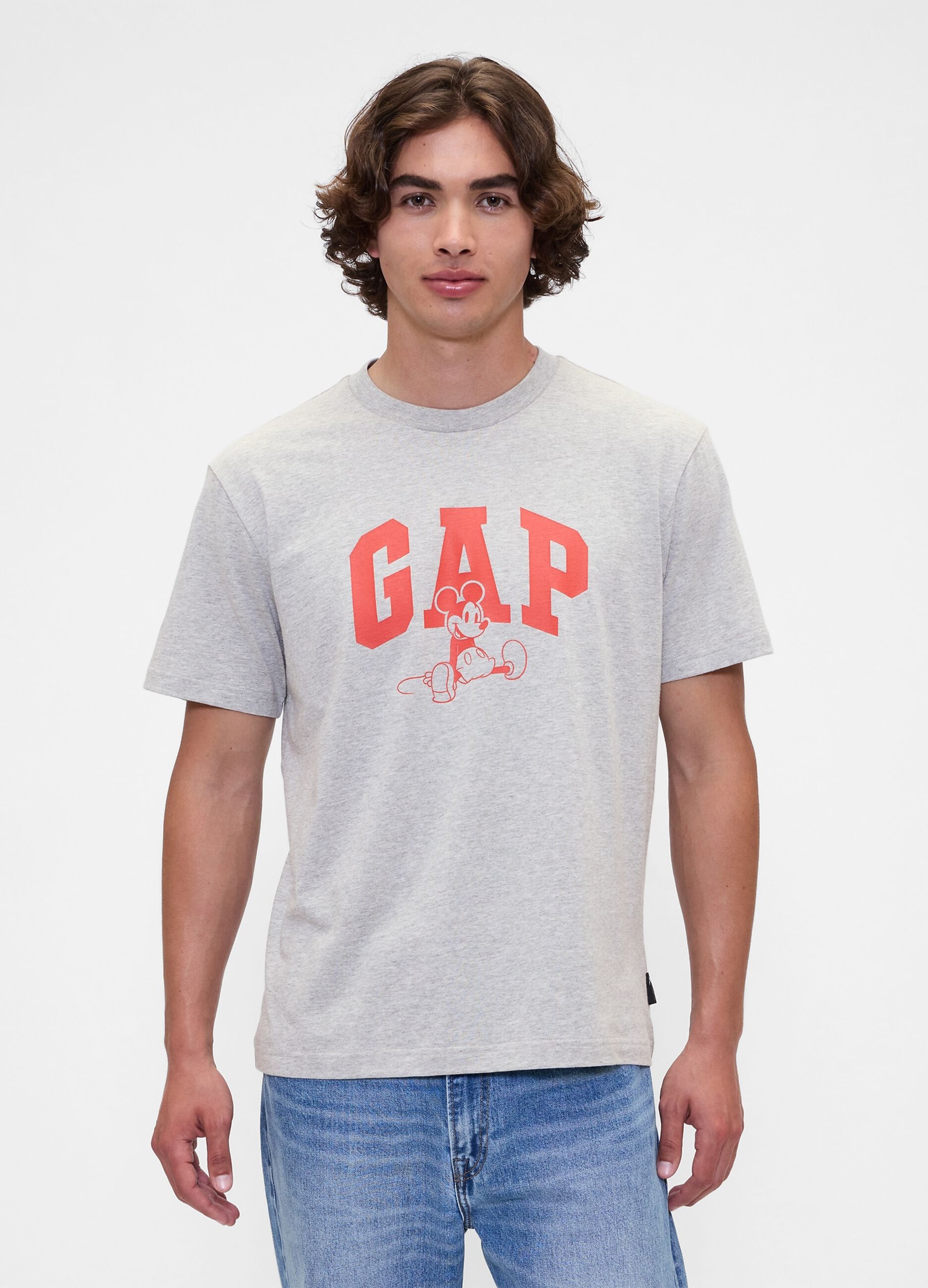 T-shirt grigia a maniche corte con stampa gap