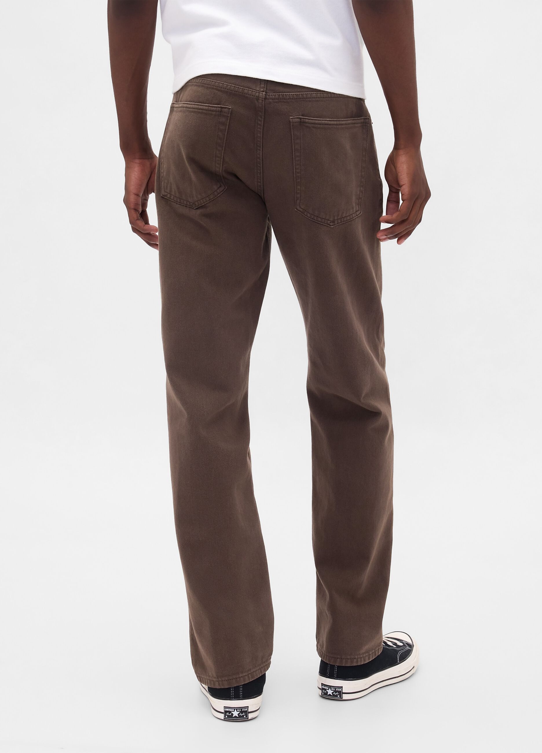 Pantaloni dritti in denim marrone_2
