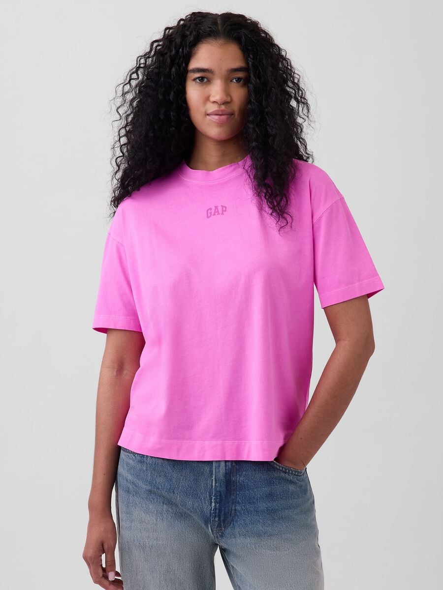 T-shirt a maniche corte in puro cotone Donna_0