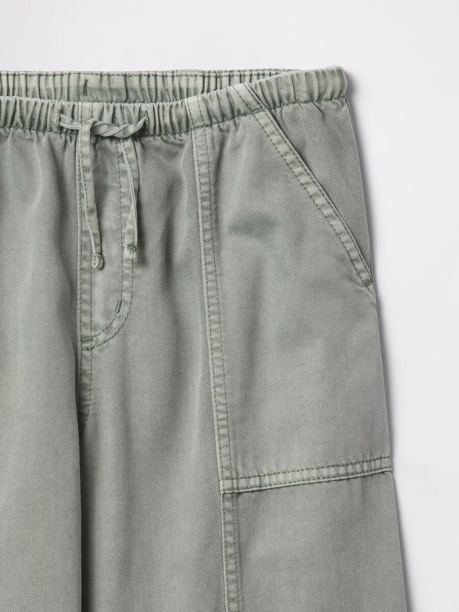 Green palazzo trousers in cotton and lyocell Girl_4