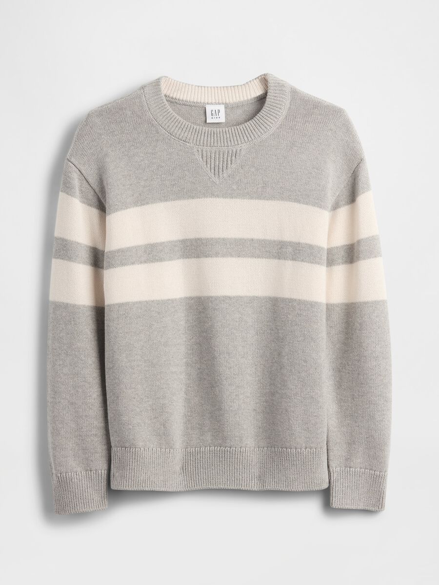 Maglione grigio a righe beige da bambino in puro cotone Bambino_3