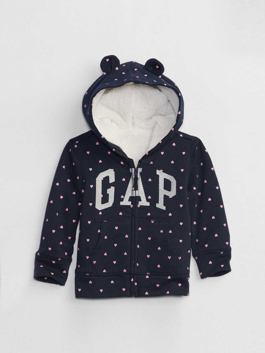 Full-zip hoodie with sherpa lining and printed logo Newborn Boy_0