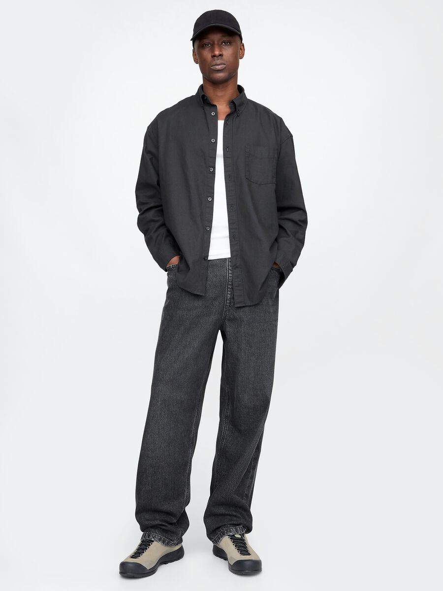 Gap Black Wide Leg Denim Trousers Man_0