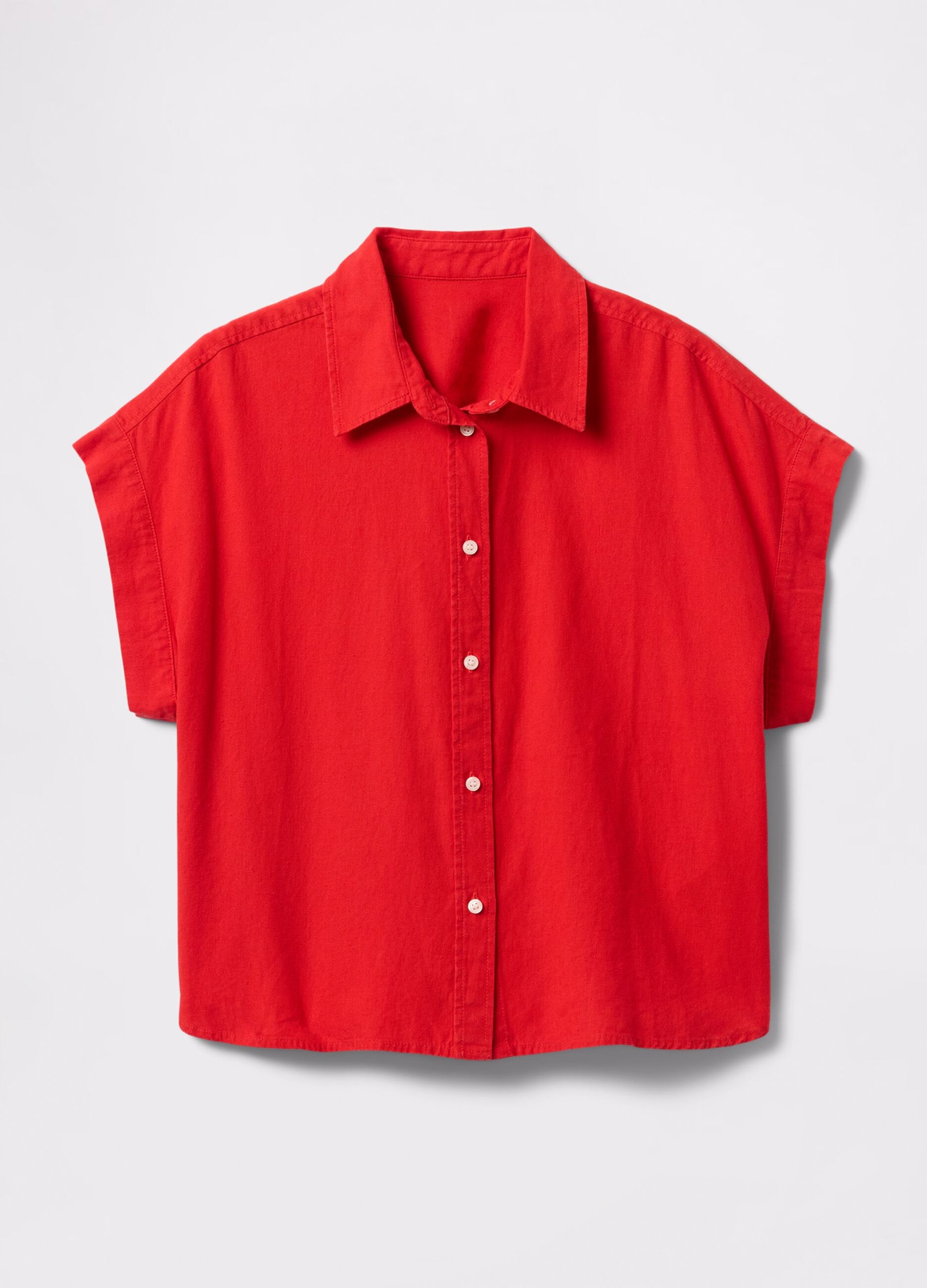 Red shirt in linen and viscose_3