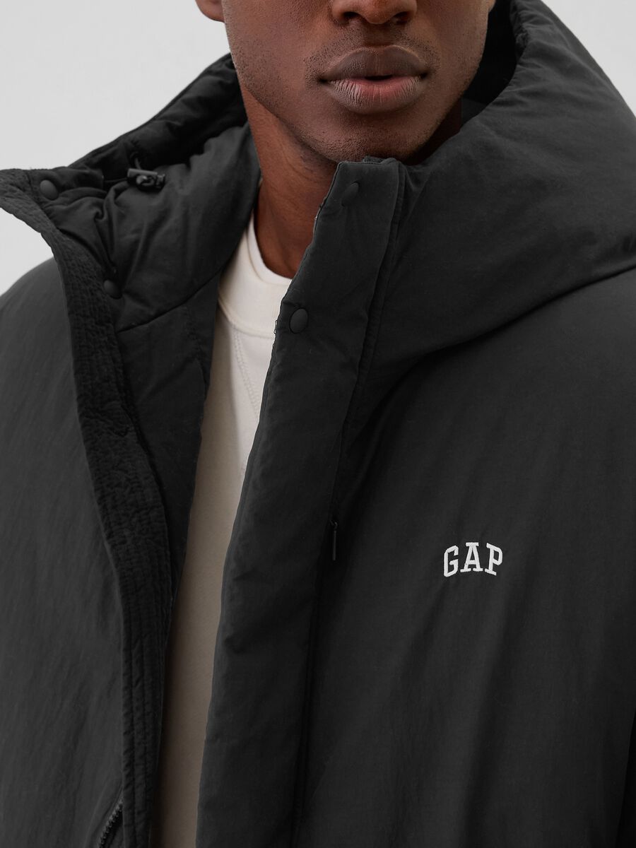 Down jacket with hood and logo embroidery Man_3