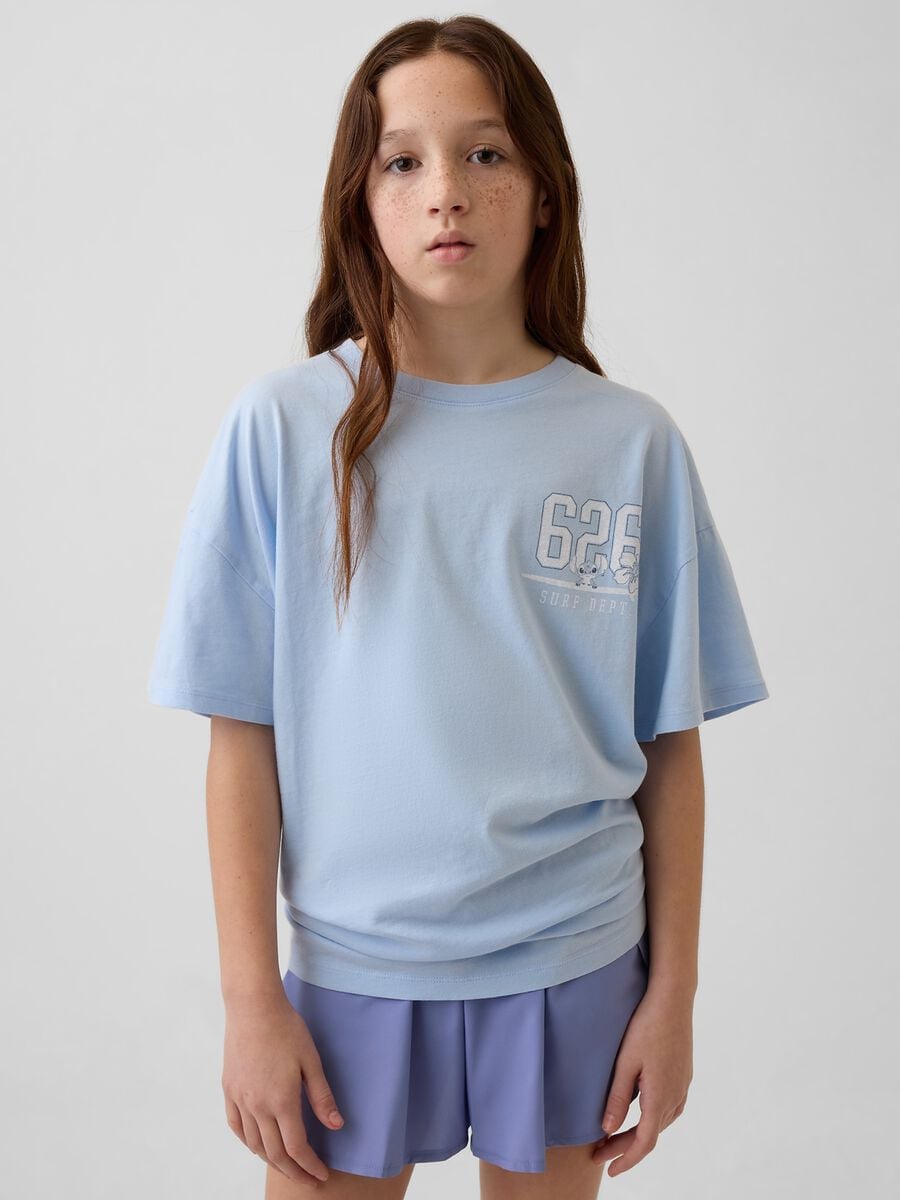 T-shirt Stitch Disney a maniche corte in puro cotone Bambina_0