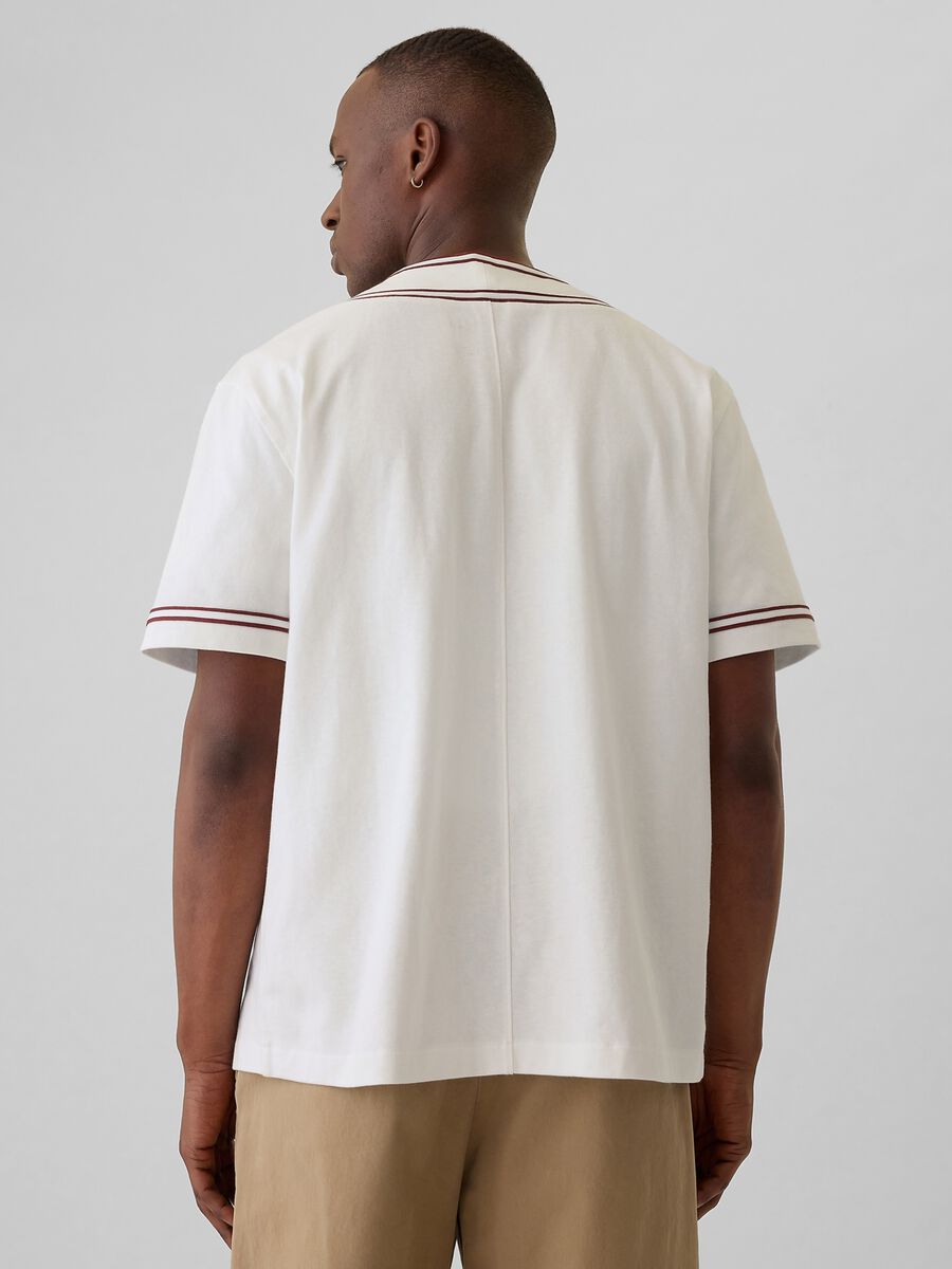 T-shirt da baseball in cotone con ricamo logo Uomo_2
