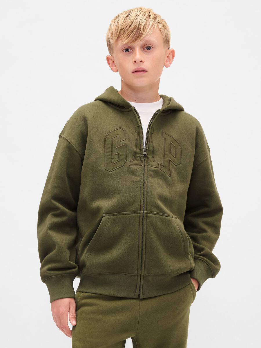 Green Hoodie with Full Zip Boy_1