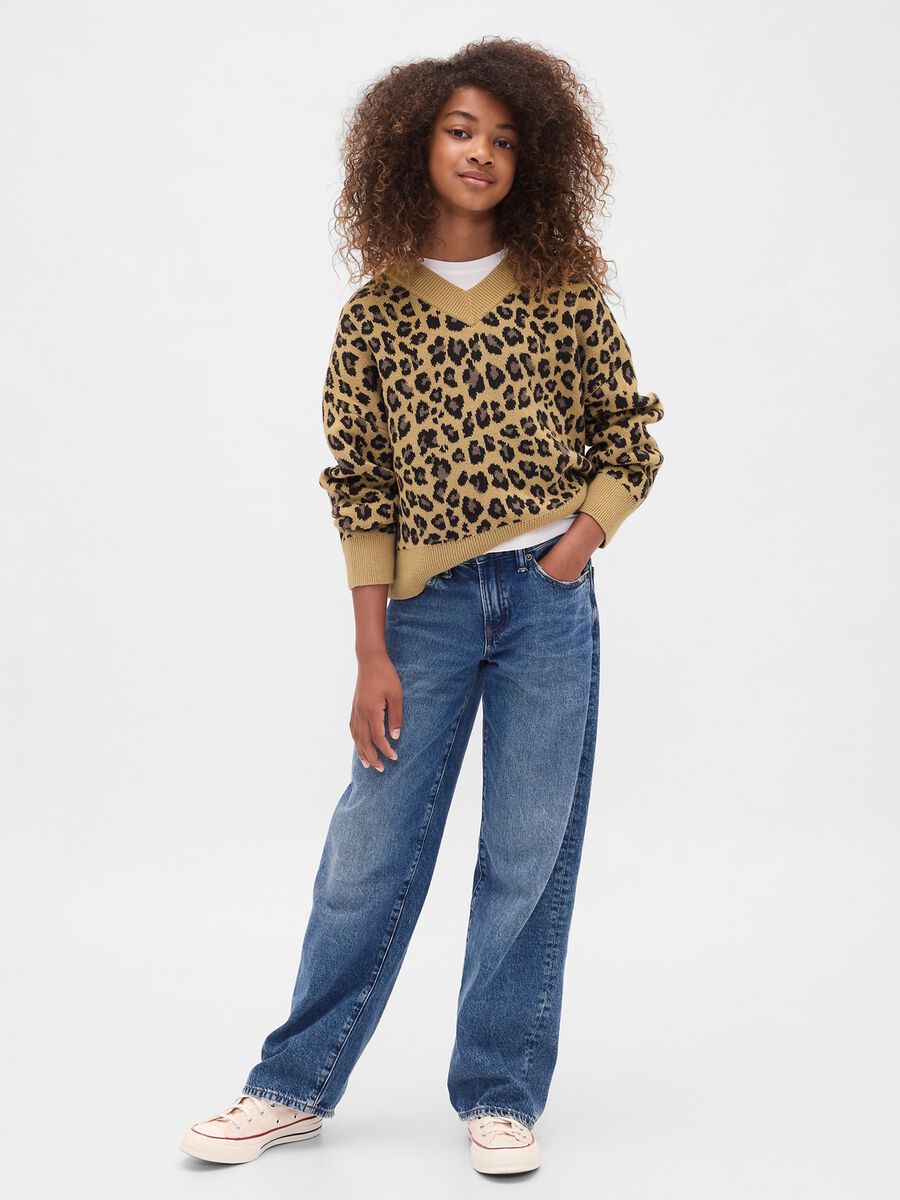 Maglione beige a stampa leopardata Bambina_2