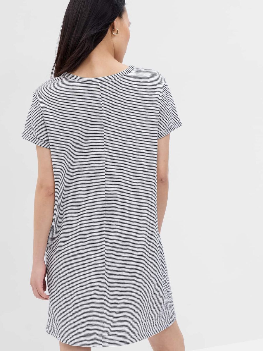 Cotton T-shirt dress with thin stripes Woman_1