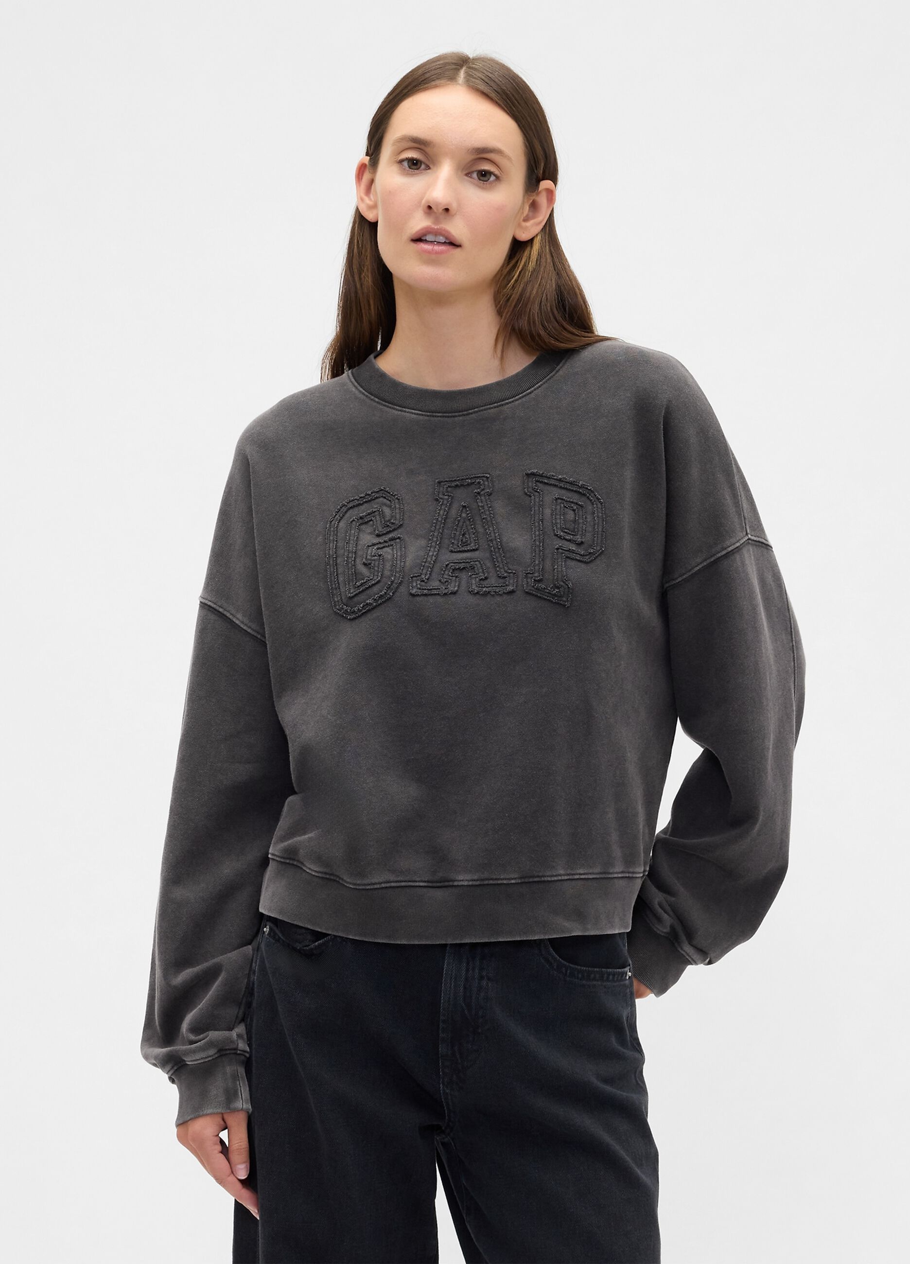 Grey sweatshirt with embroidered logo