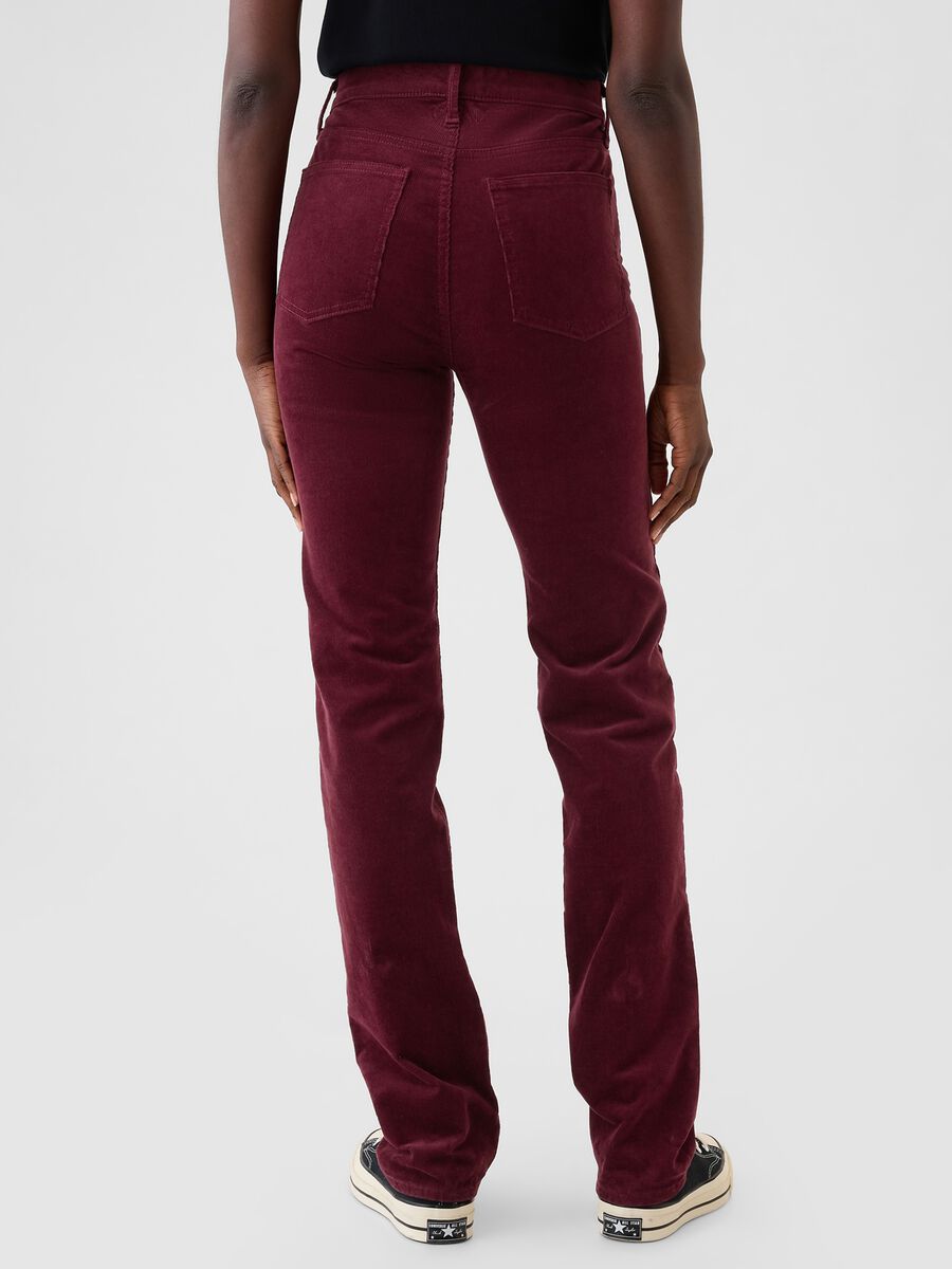 Pantalone straight a vita alta in corduroy Donna_2