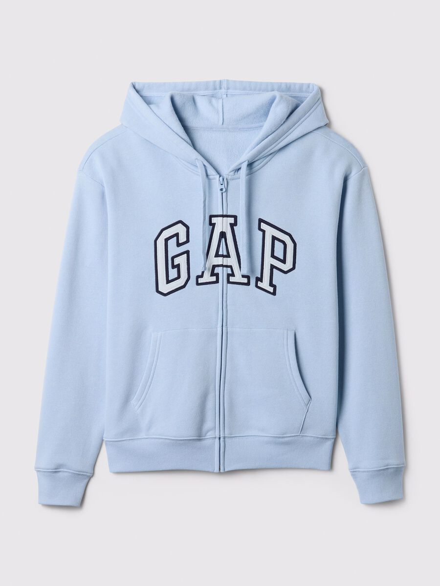 Full-zip con cappuccio azzurra con logo Donna_4