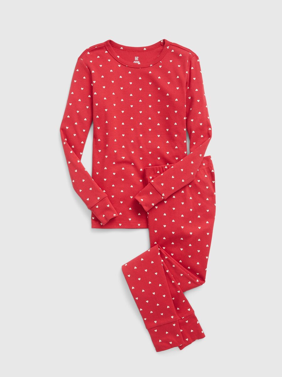 Full-length pyjamas in cotton with hearts print Girl_0