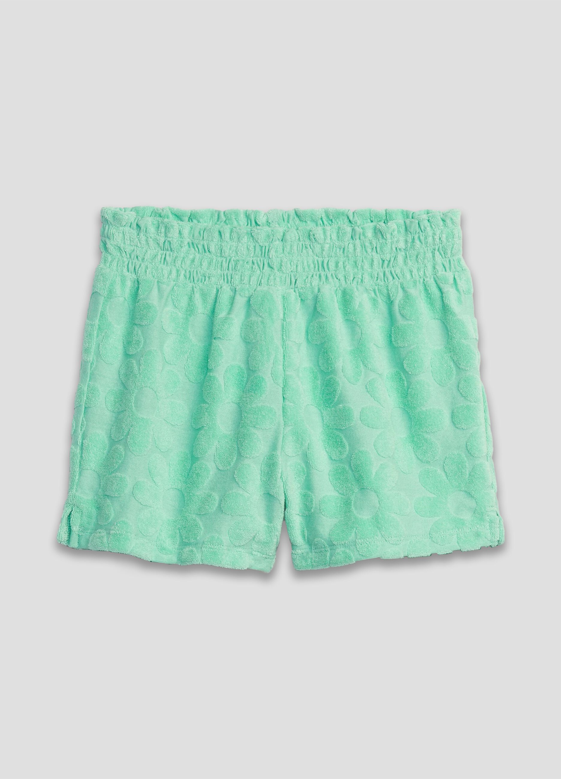 French terry shorts with raised flowers