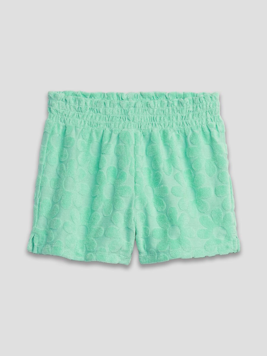 French terry shorts with raised flowers Girl_0