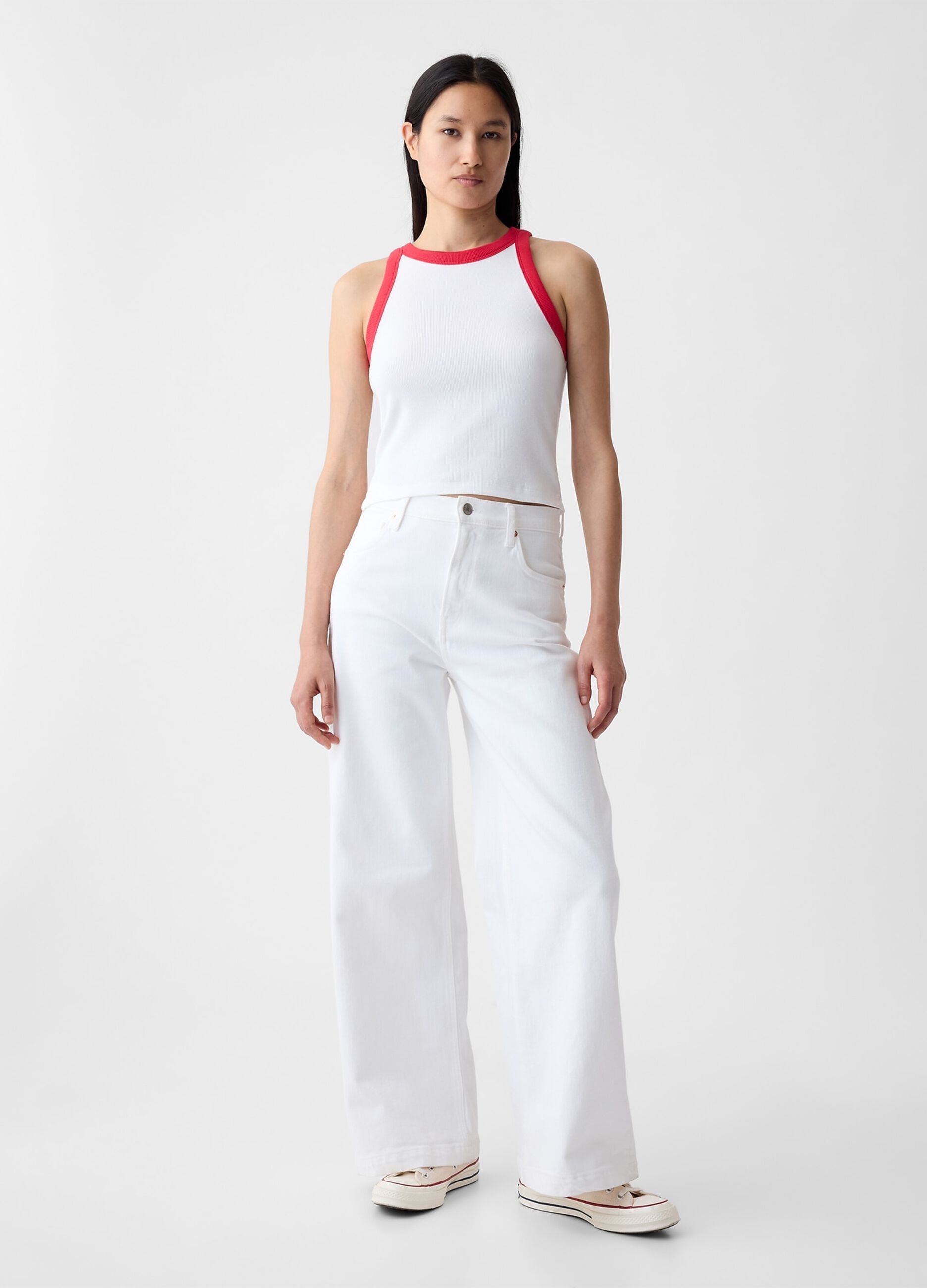 Tank top crop a costine con scollo halter_1