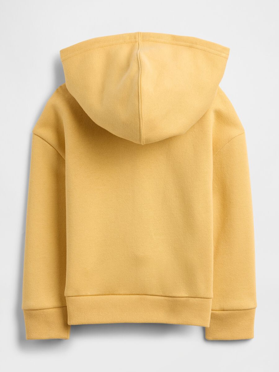 Felpa gialla con cappuccio e zip intera Bimba_1