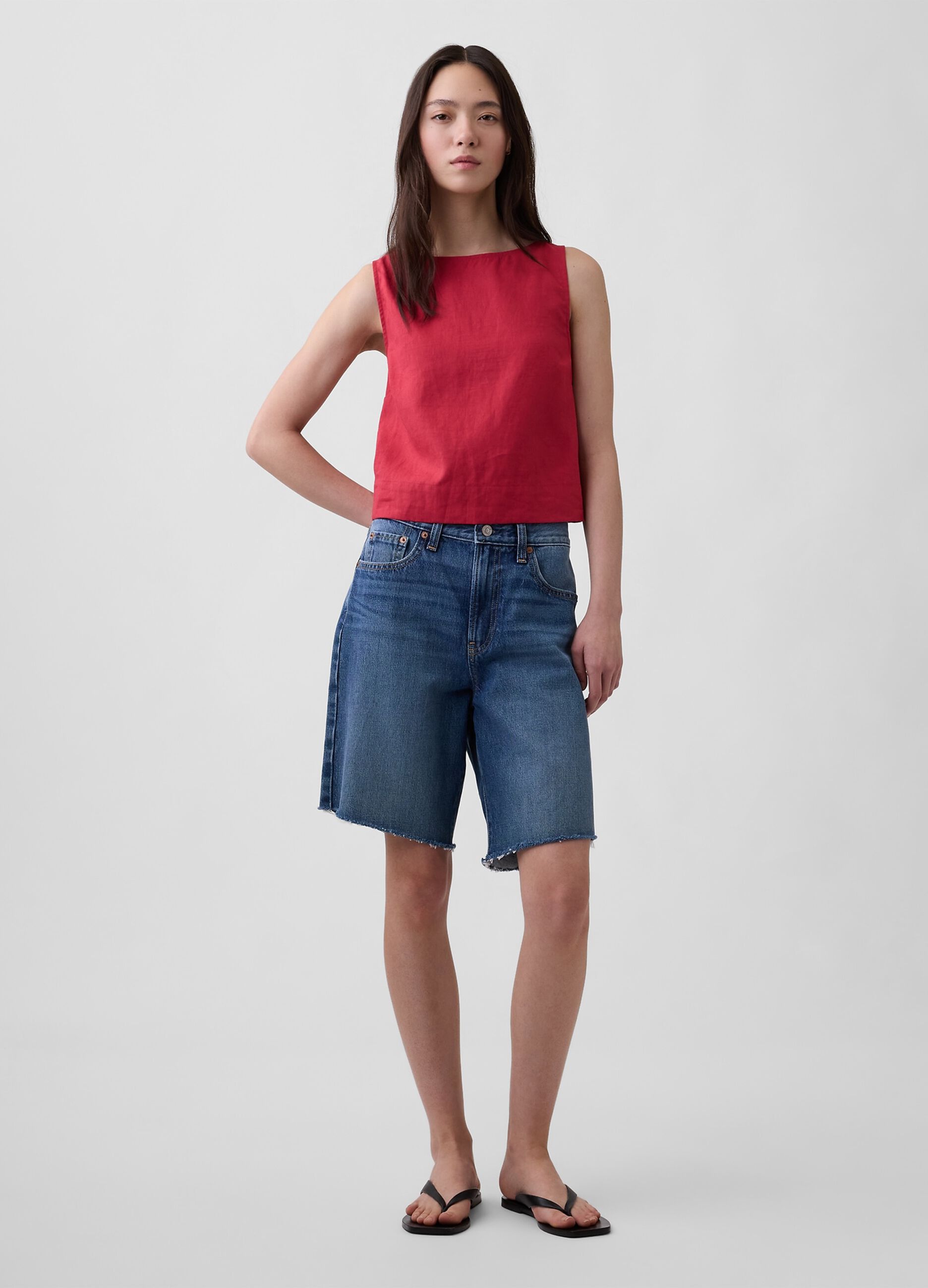 Tank top in misto lino