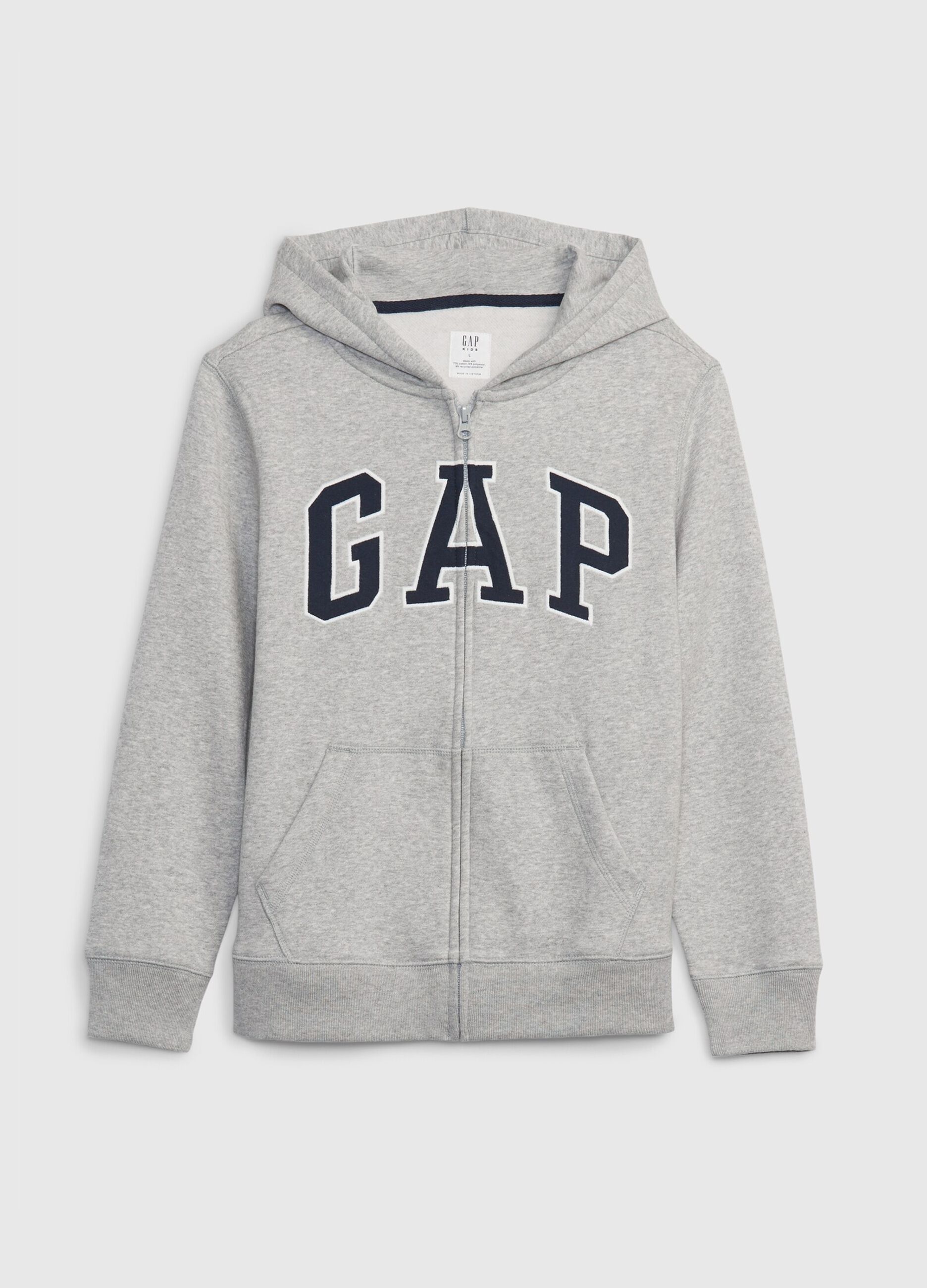 Full zip in felpa con ricamo logo Grigio GAP Italia