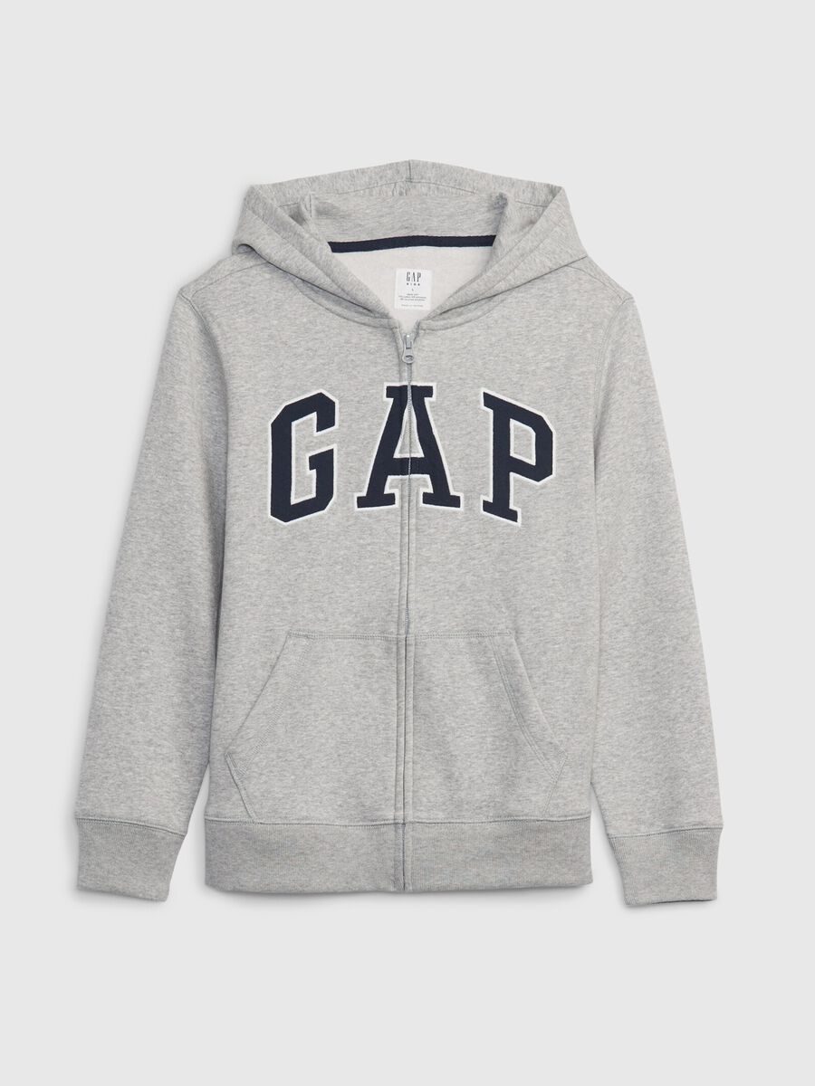 Full-zip fleece sweatshirt with logo embroidery Boy_0