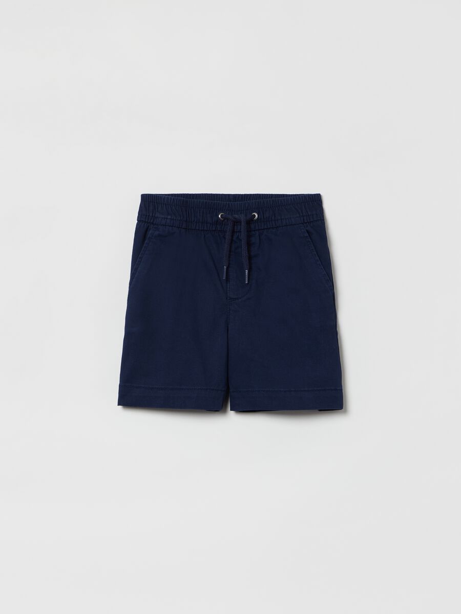 Stretch cotton shorts with drawstring Newborn Boy_0