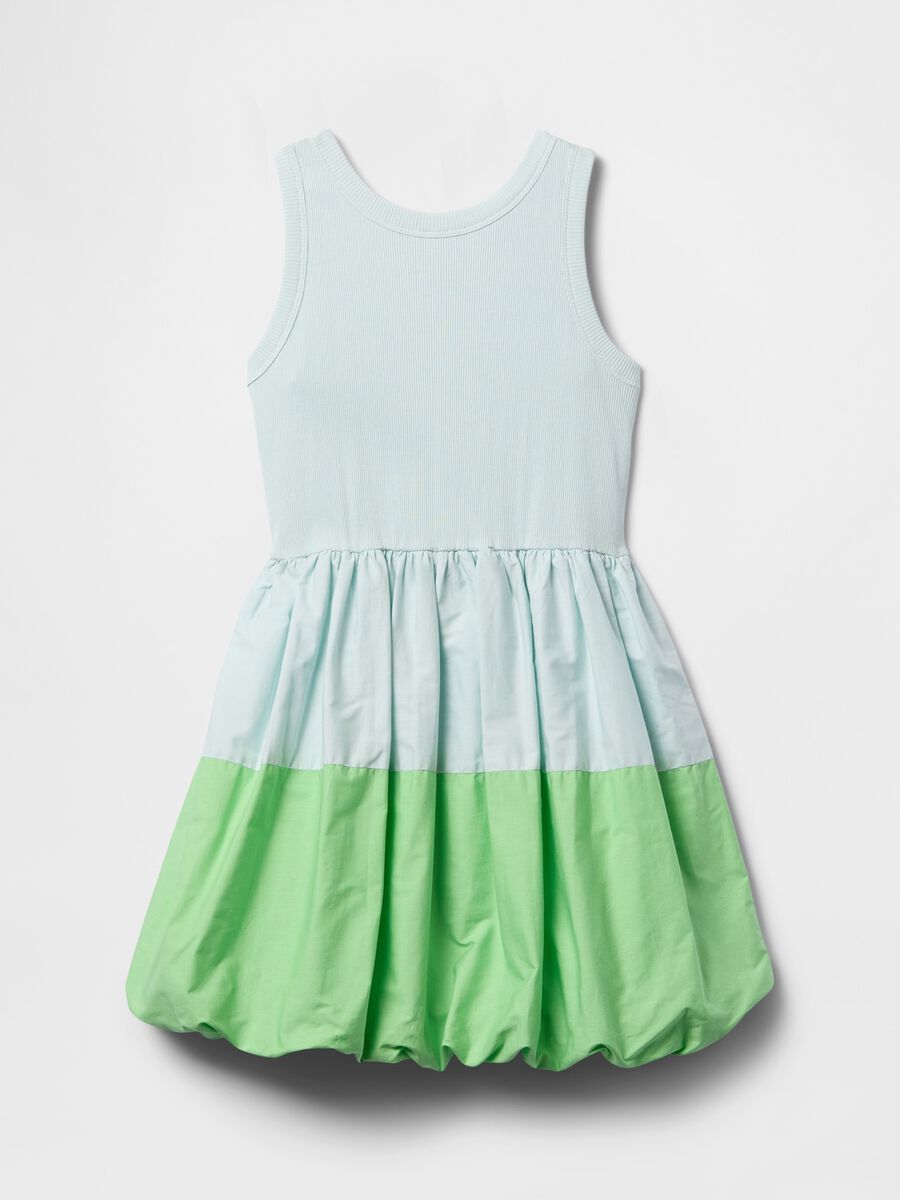 Abito senza maniche verde e azzurro in cotone Bambina_2