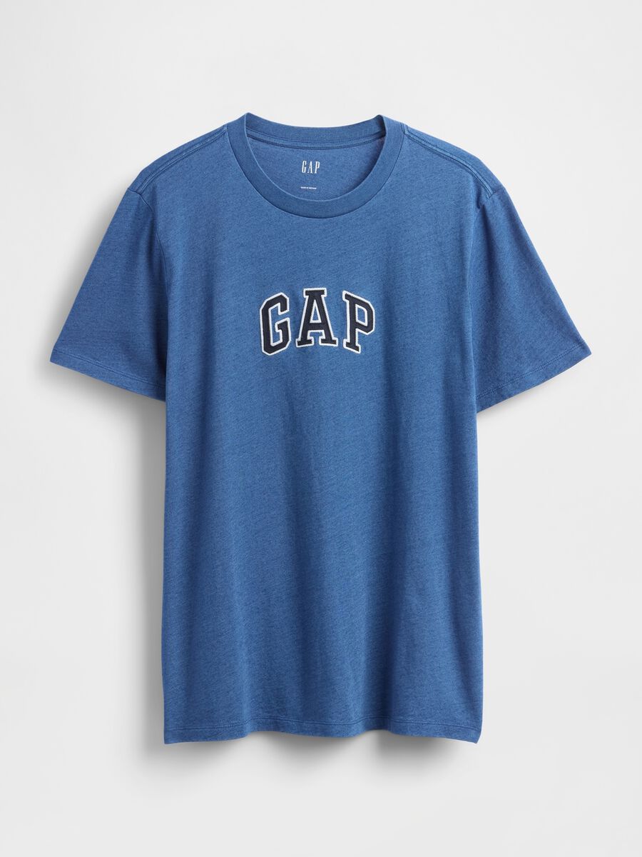 T-shirt blu a maniche corte in cotone Uomo_3