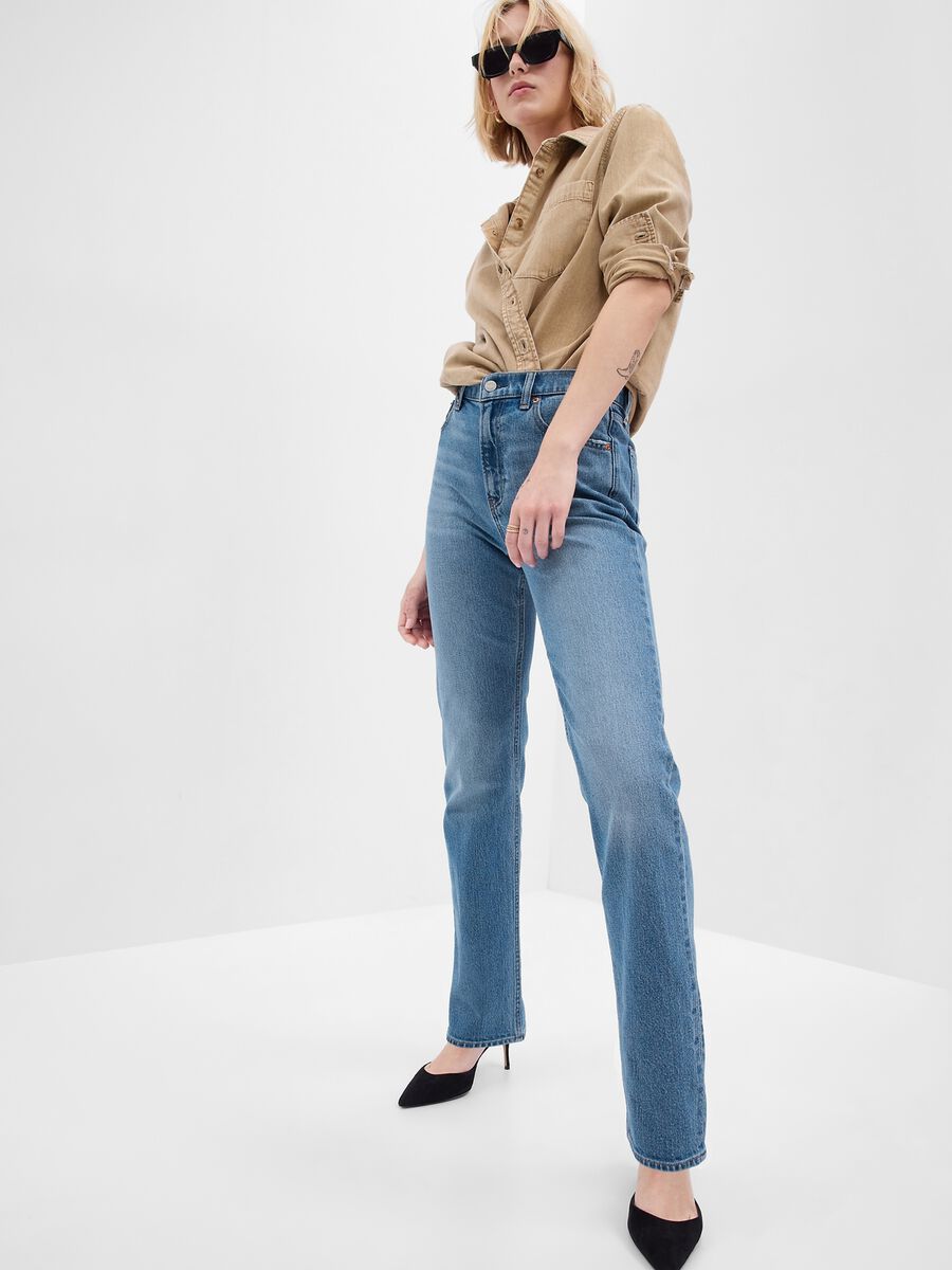 Jeans straight fit a vita alta Donna_0
