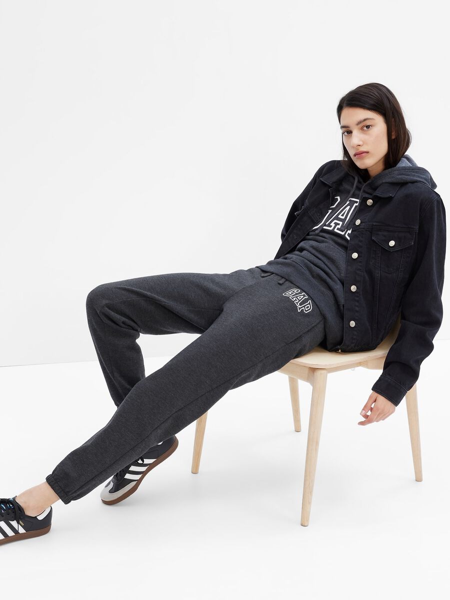 Joggers in cotone con ricamo logo Donna_0