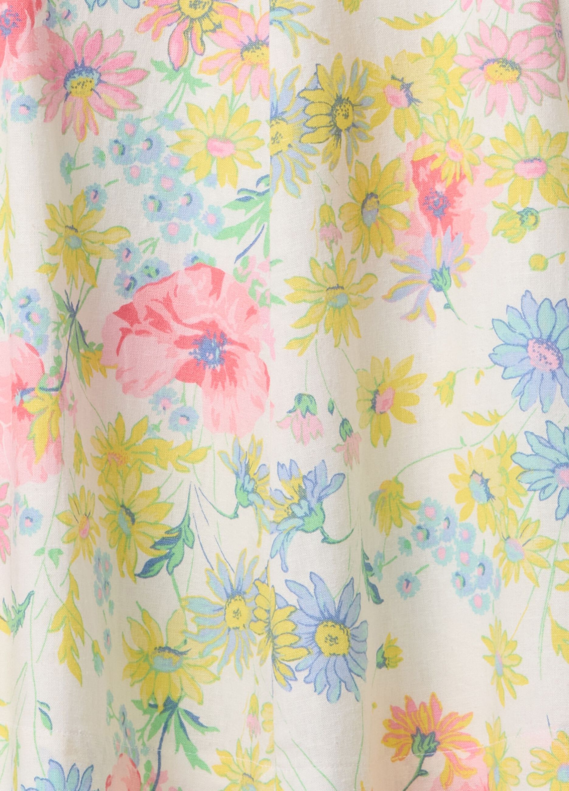 Vestito corto a fiori multicolor in lino e viscosa_6