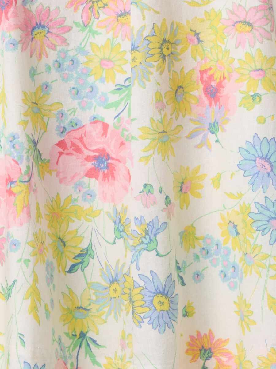 Vestito corto a fiori multicolor in lino e viscosa Donna_6