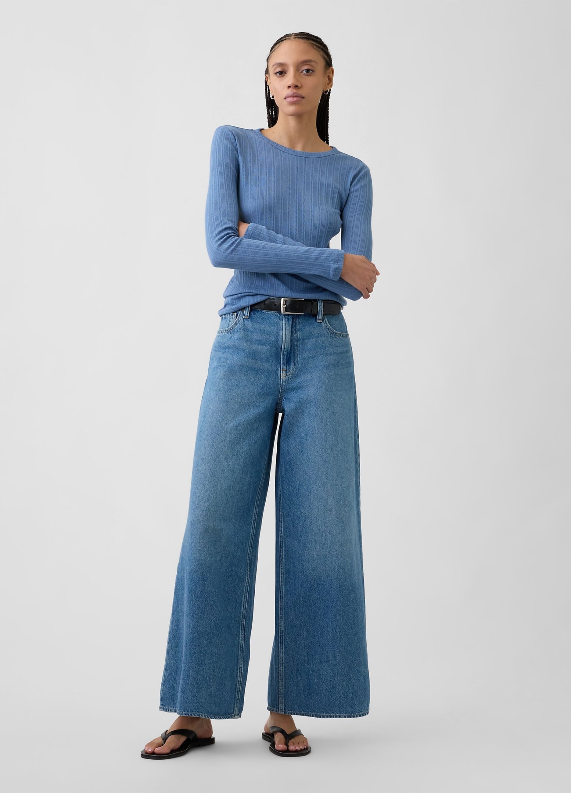 Jeans wide leg in puro cotone