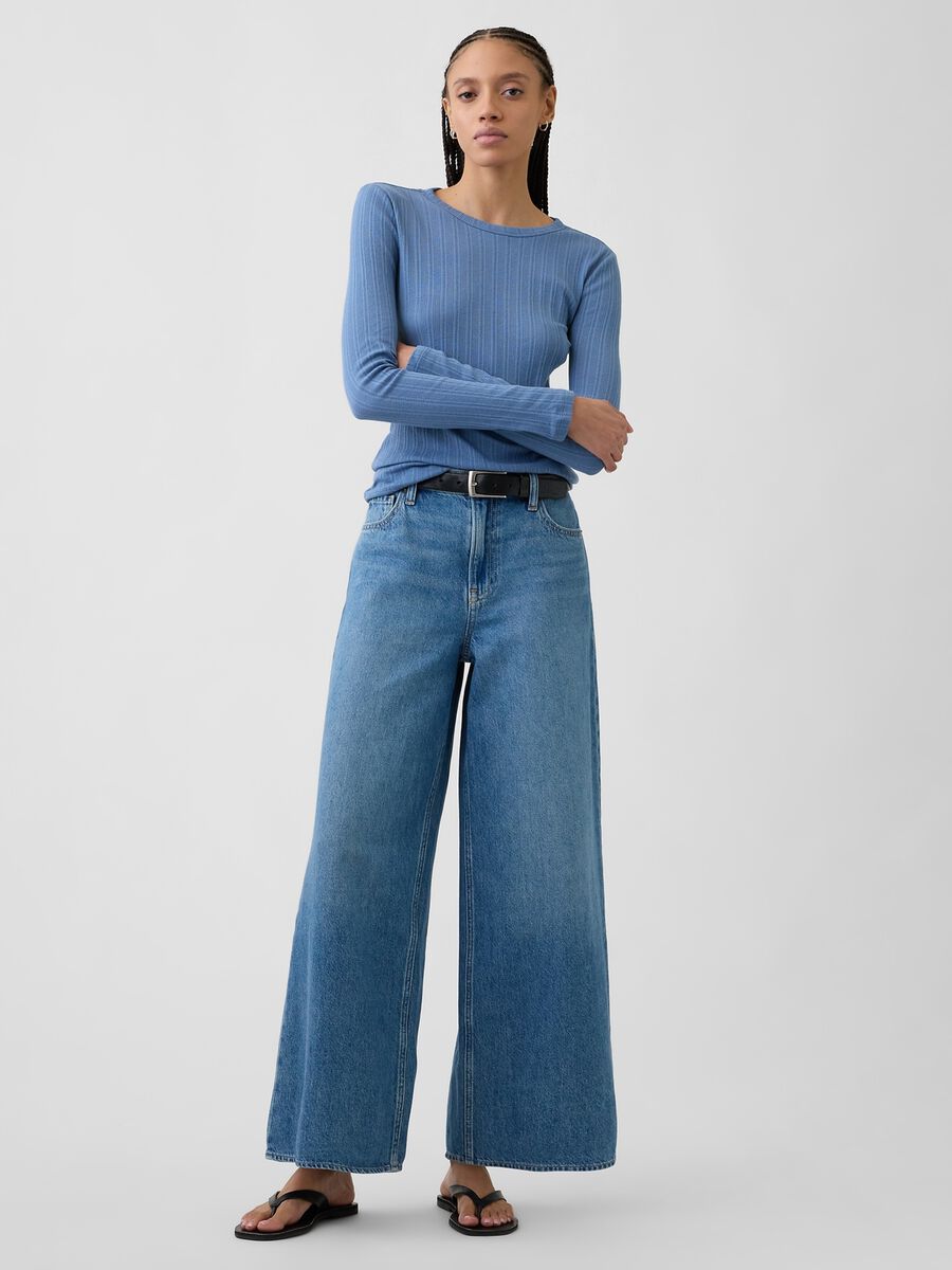 Jeans wide leg in puro cotone Donna_0