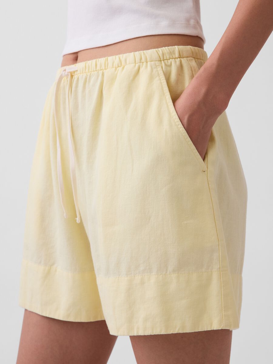 Shorts in misto lino e viscosa Donna_2