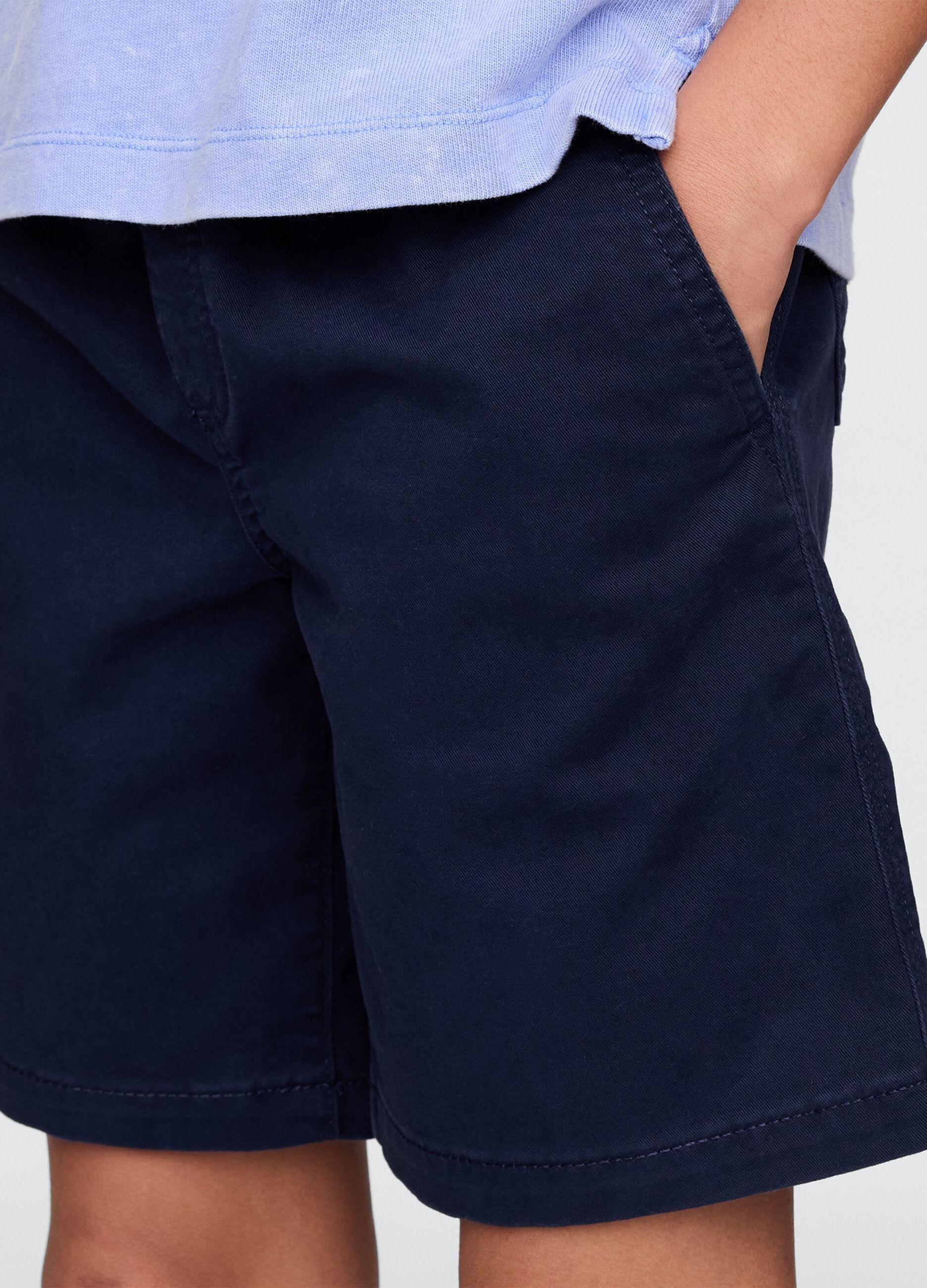 Shorts blu in cotone elasticizzato_3