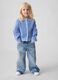 Pantaloni in puro cotone denim blu da neonata relaxed fit con farfalle_0
